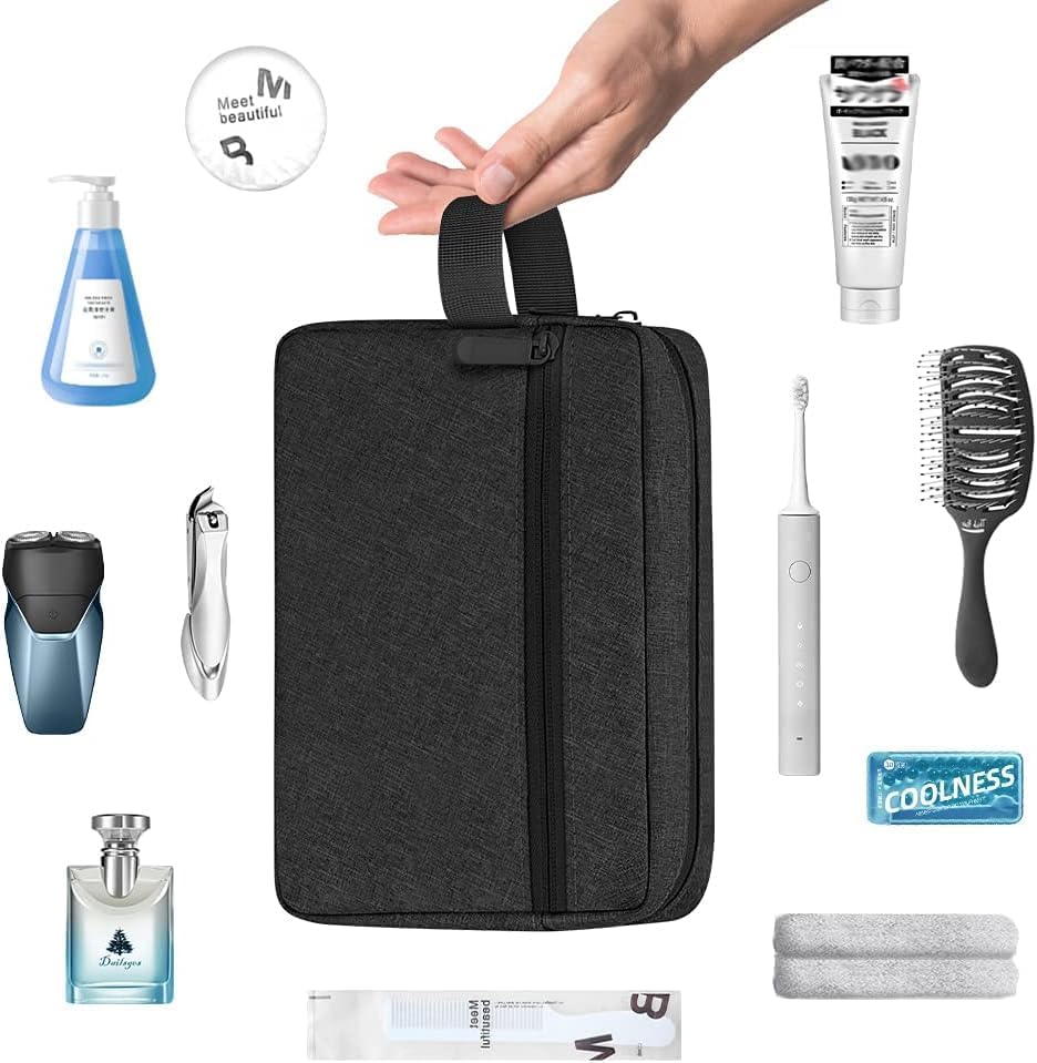 Waterproof Toiletry Bag for Men - Travel Shaving & Cosmetic Organizer with Handle, Portable Gym Shower Bathroom Essentials Bag, Durable Water-Resistant Toiletries Accessories (Black) - Image 6