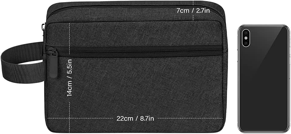 Waterproof Toiletry Bag for Men - Travel Shaving & Cosmetic Organizer with Handle, Portable Gym Shower Bathroom Essentials Bag, Durable Water-Resistant Toiletries Accessories (Black) - Image 7
