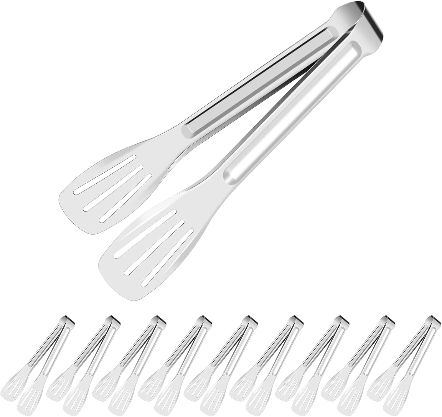 7 Inch Serving Tongs Buffet, Kitchen Cooking Tongs Stainless Steel Buffet Tongs Frying Tong for Pasta Salad BBQ Cake Home Birthday Wedding Candy Bar Party (10 pcs) - Image 1