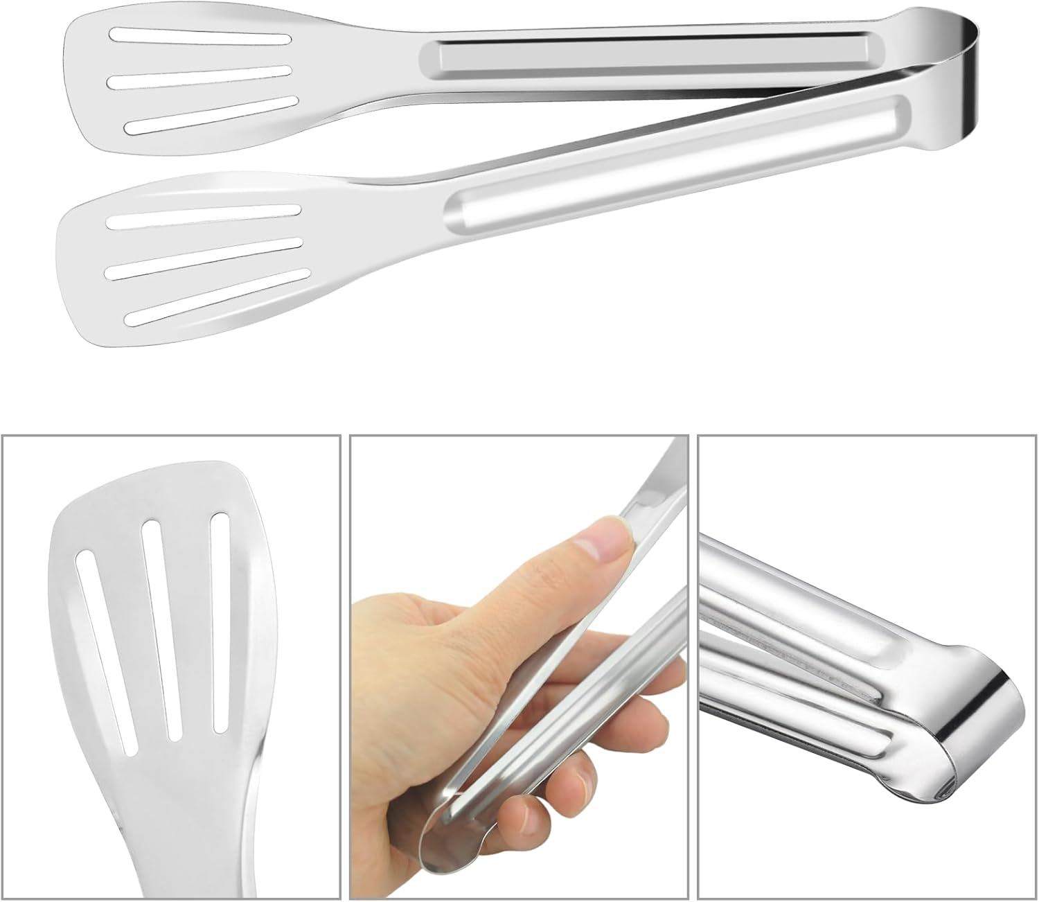 7 Inch Serving Tongs Buffet, Kitchen Cooking Tongs Stainless Steel Buffet Tongs Frying Tong for Pasta Salad BBQ Cake Home Birthday Wedding Candy Bar Party (10 pcs) - Image 3