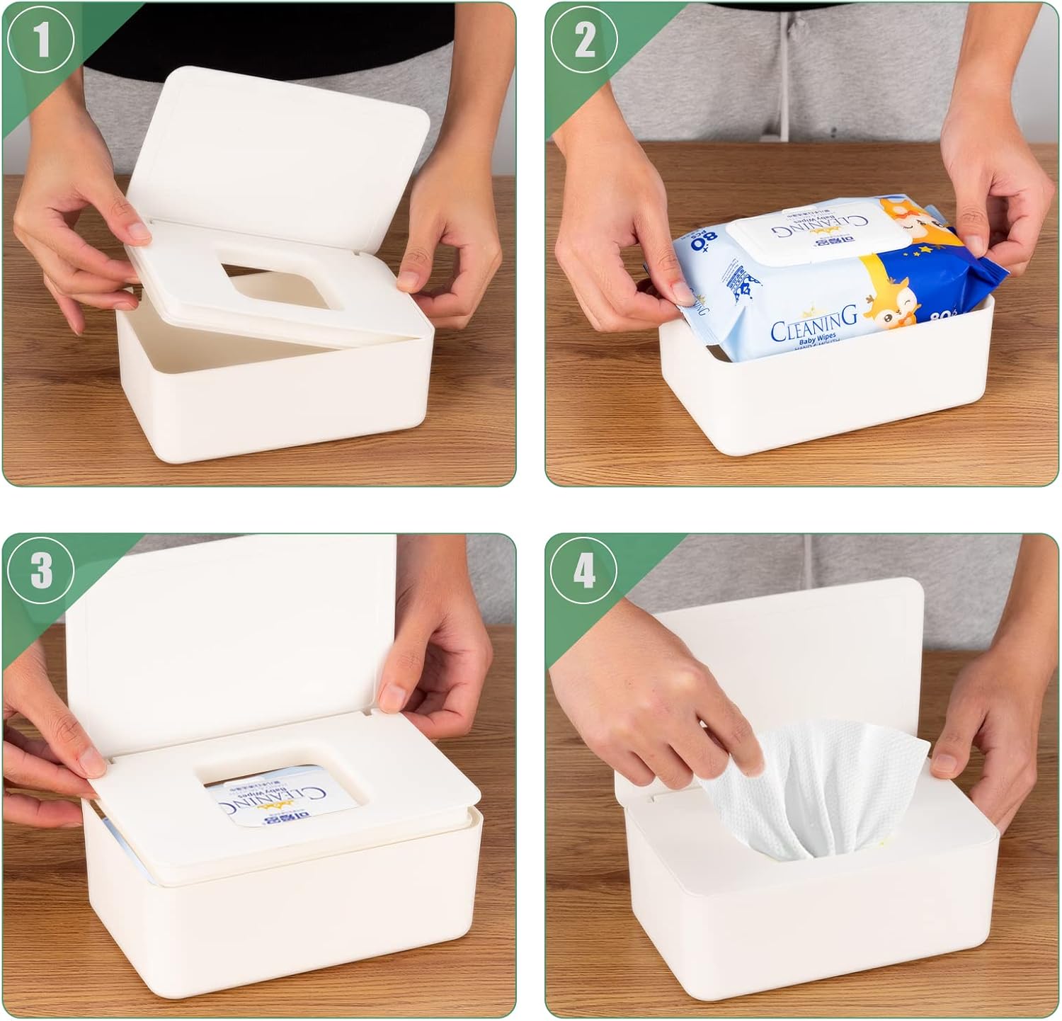 Baby Wipes Dispenser, Wipe Holder for Baby & Adult,Keeps Wet Tissue Fresh, Non-Slip Wipes Case, Flushable Wipe Container with Sealing Design Lid - Image 6