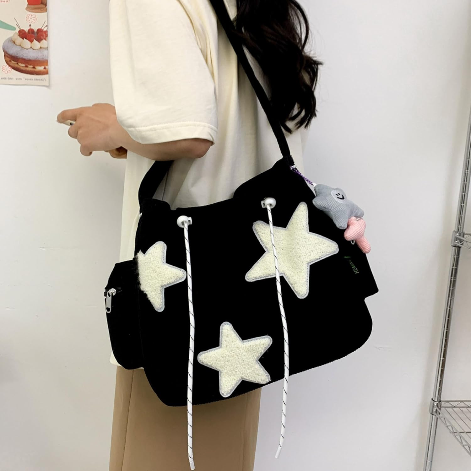 Y2K Corduroy Shoulder Bag Women, Cute Tote Bag Large Crossbody Bag for School Office Work Travel Shopping - Image 2