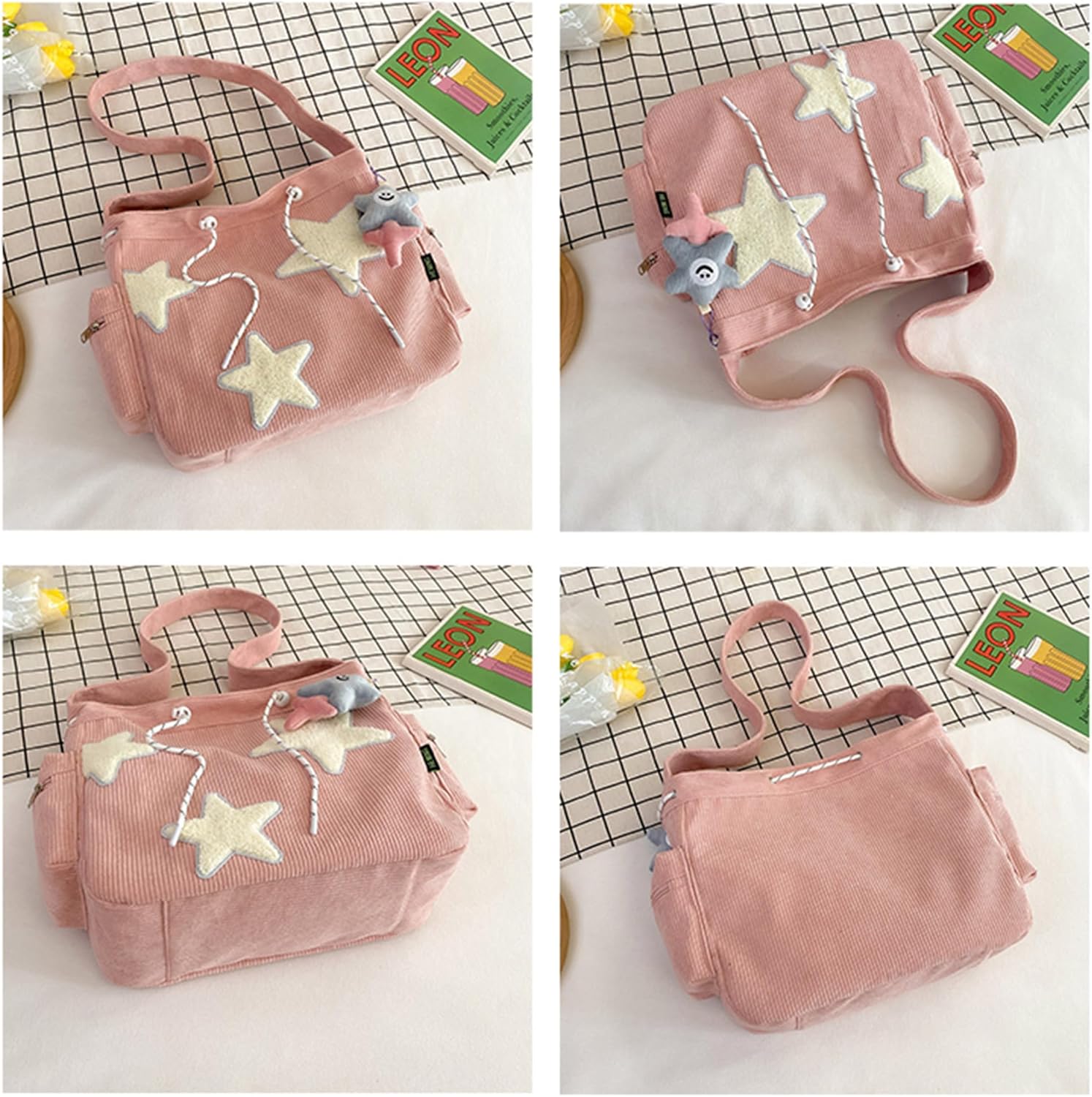 Y2K Corduroy Shoulder Bag Women, Cute Tote Bag Large Crossbody Bag for School Office Work Travel Shopping - Image 6