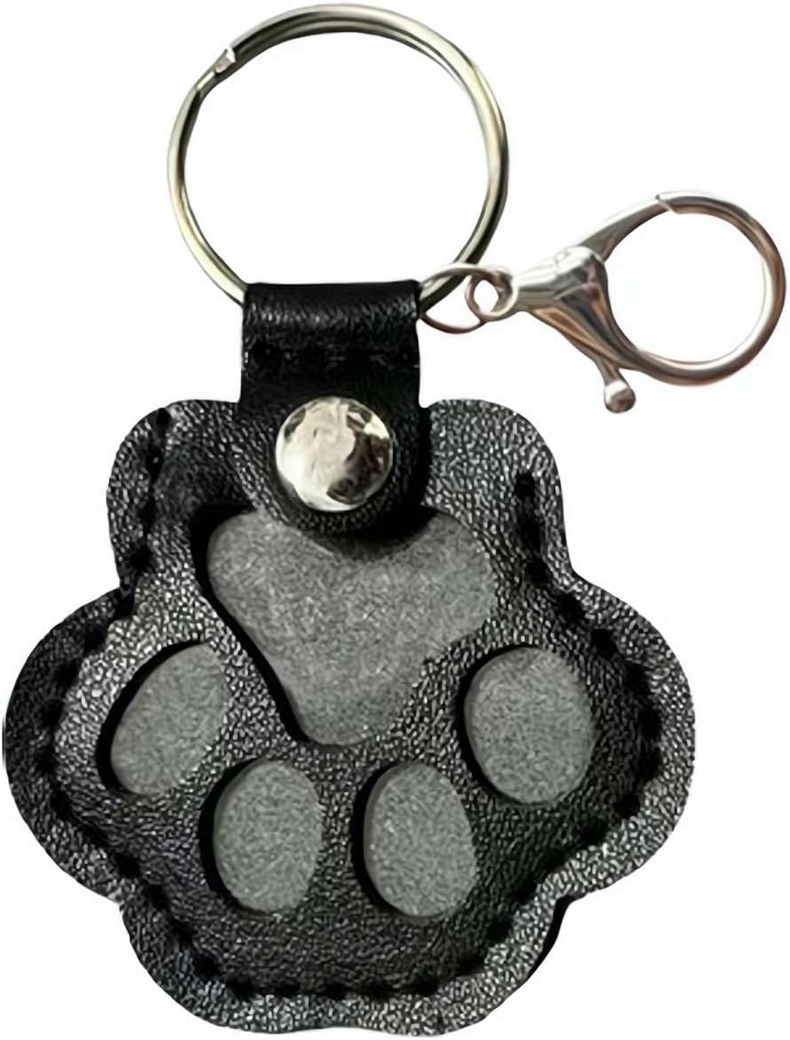 Pet Hair Keepsake Box for Dog, Pets Hair Storage Pouch Fur Memorial Keyring for Pet Commemorative,Dog Cat Paw Shape Leather Keychain Pendant - Image 1