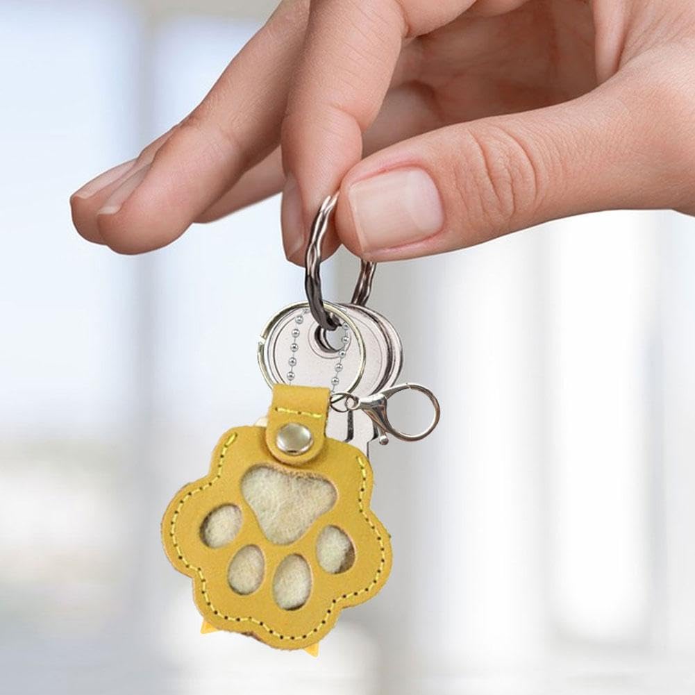 Pet Hair Keepsake Box for Dog, Pets Hair Storage Pouch Fur Memorial Keyring for Pet Commemorative,Dog Cat Paw Shape Leather Keychain Pendant - Image 5