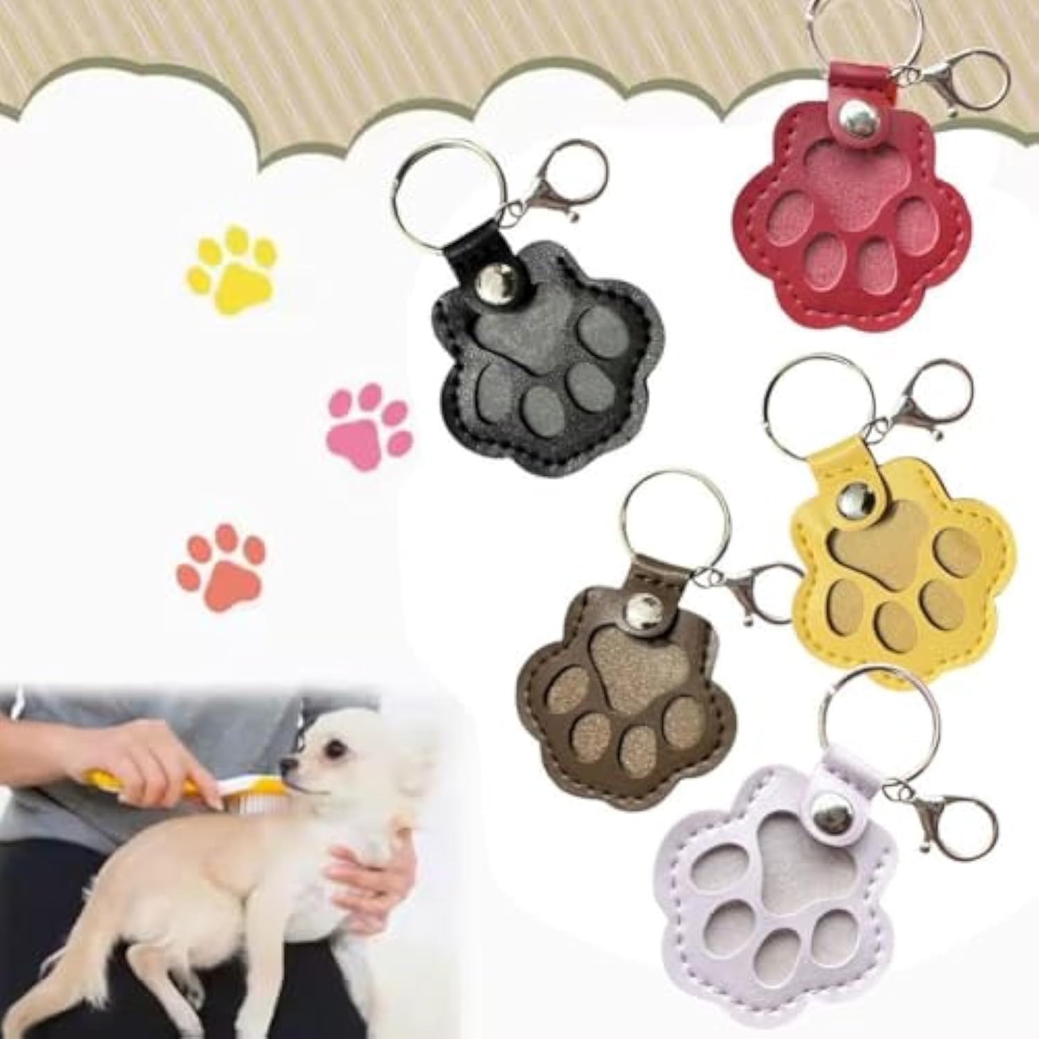 Dog Hair Keepsake Keychain, Dog Fur Storage Keychain, Cat Paw Shaped Keychains,For Bag Purse Paw Charm Key Holder - Image 3