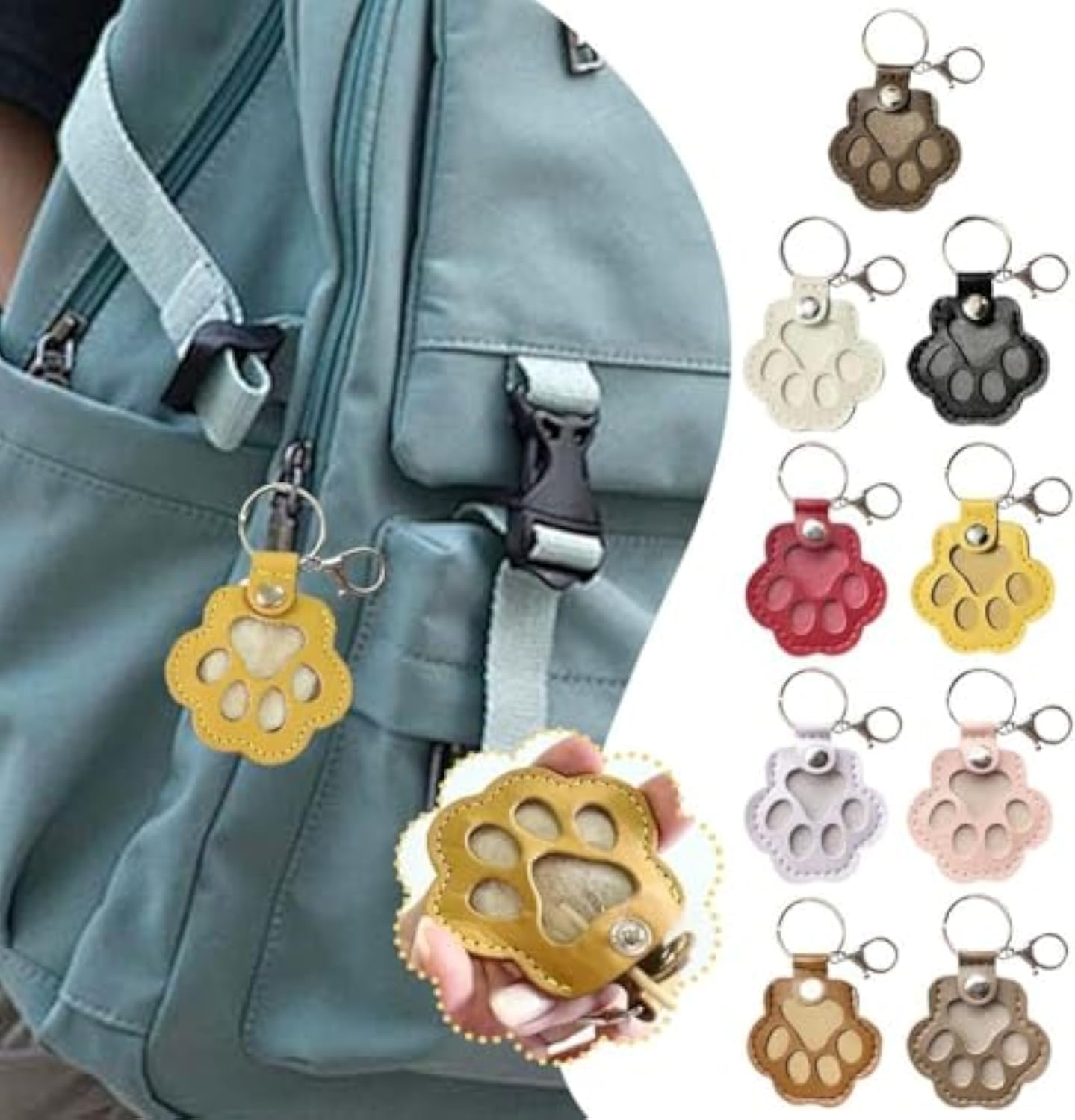 Dog Hair Keepsake Keychain, Dog Fur Storage Keychain, Cat Paw Shaped Keychains,For Bag Purse Paw Charm Key Holder - Image 4