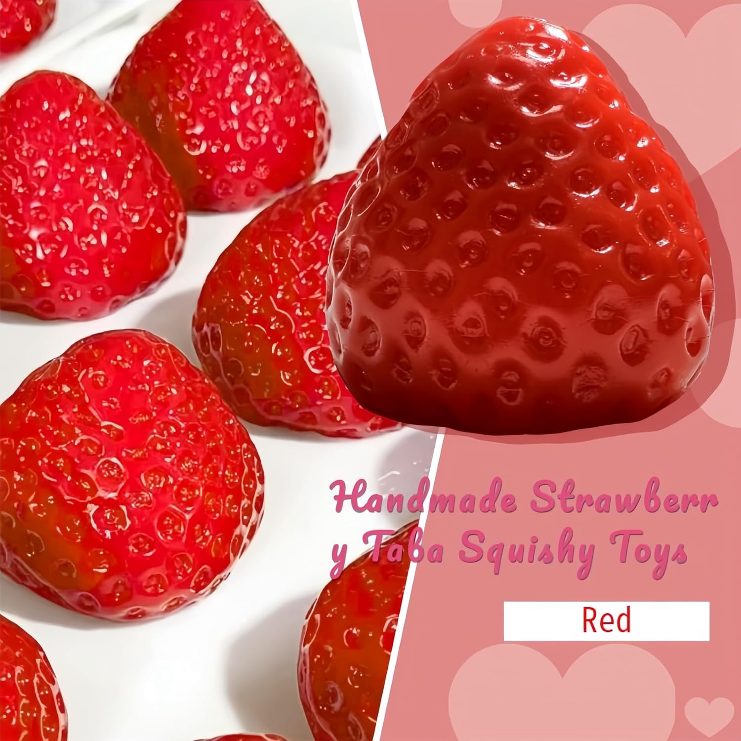 Taba Squishy Strawberry, Strawberry Taba Squishy Toys, Handmade Taba Squishy Clear Stress Relieving for Adults Office School (1 Fine Glitter) - Image 4