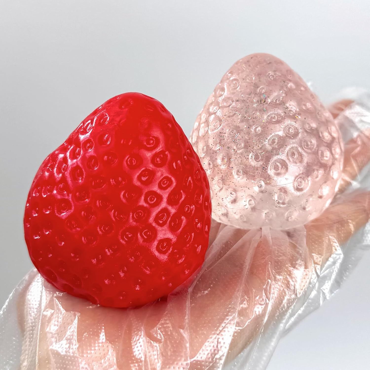 Taba Squishy Strawberry, Strawberry Taba Squishy Toys, Handmade Taba Squishy Clear Stress Relieving for Adults Office School (1 Fine Glitter) - Image 5