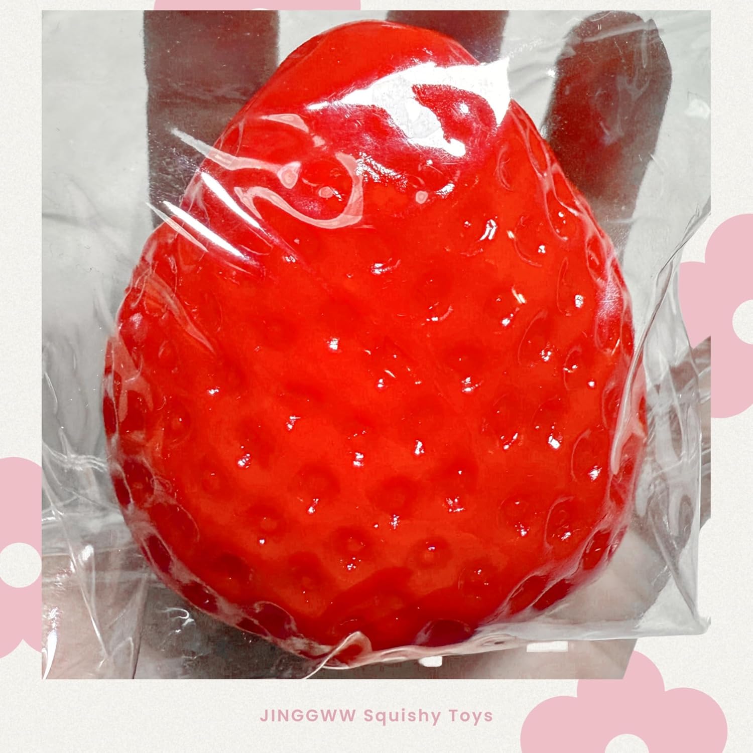 Taba Squishy Strawberry, Strawberry Taba Squishy Toys, Handmade Taba Squishy Clear Stress Relieving for Adults Office School (1 Fine Glitter) - Image 6