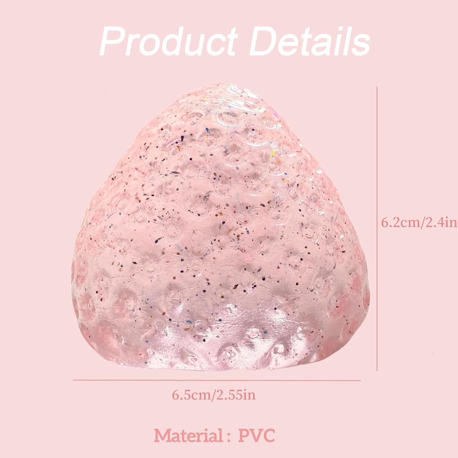 Taba Squishy Strawberry, Strawberry Taba Squishy Toys, Handmade Taba Squishy Clear Stress Relieving for Adults Office School (1 Fine Glitter) - Image 8