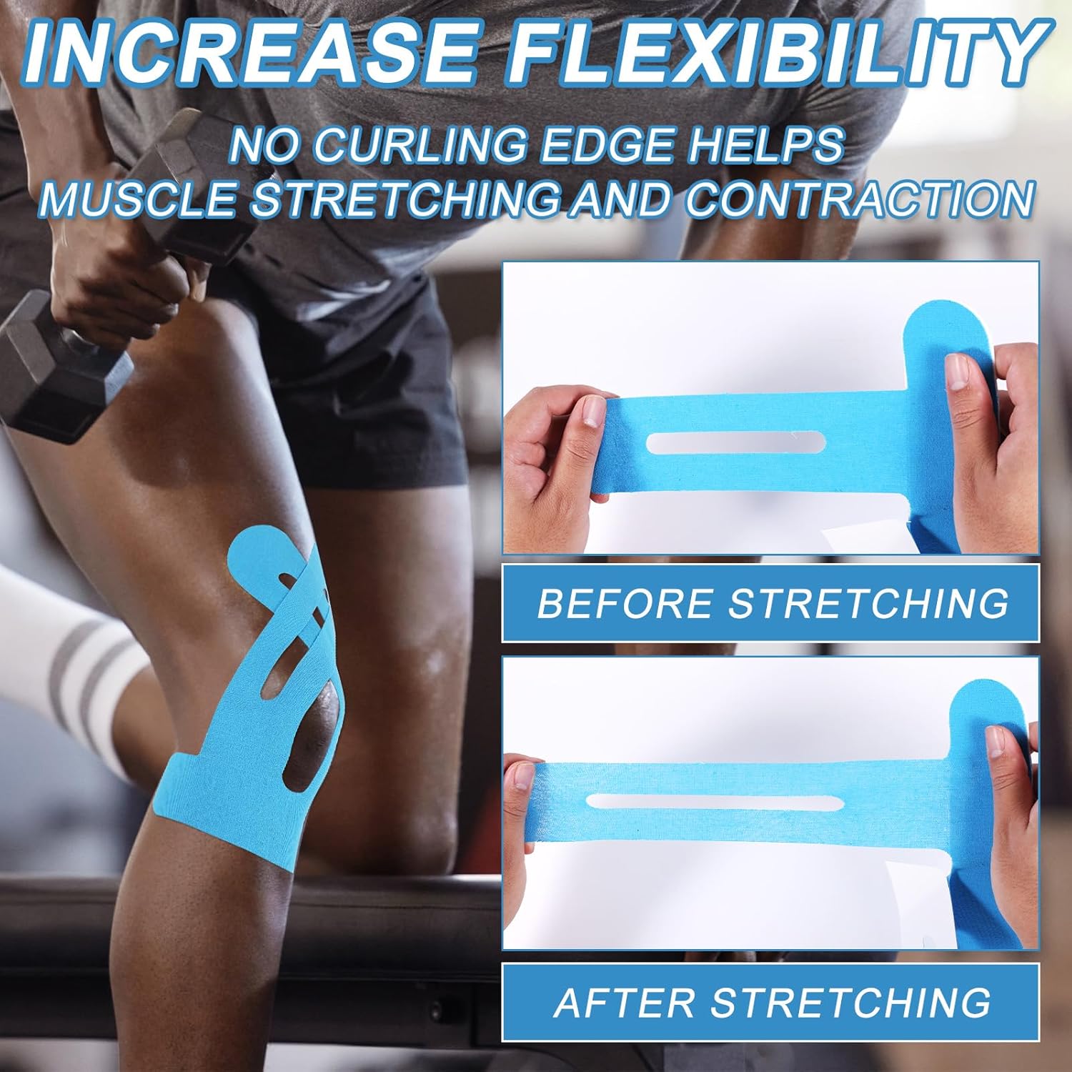 15pcs Precut Kinesiology Tape for Knees, Breathable & Waterproof Pre Cut Sport Tape Running Accessories Elastic Muscle Athletic Physio Kinetic Sticker Strips for Knee Stability and Muscle Support - Image 6