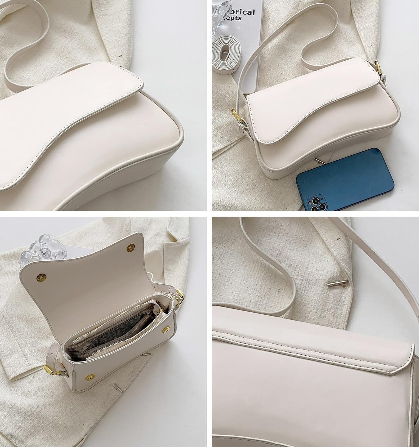 Women's Crescent Shoulder Bags Retro Y2k 90s Hobo Handbags Top Handle Faux Leather Underarm Bag Fashion Clutch Purses - Image 3