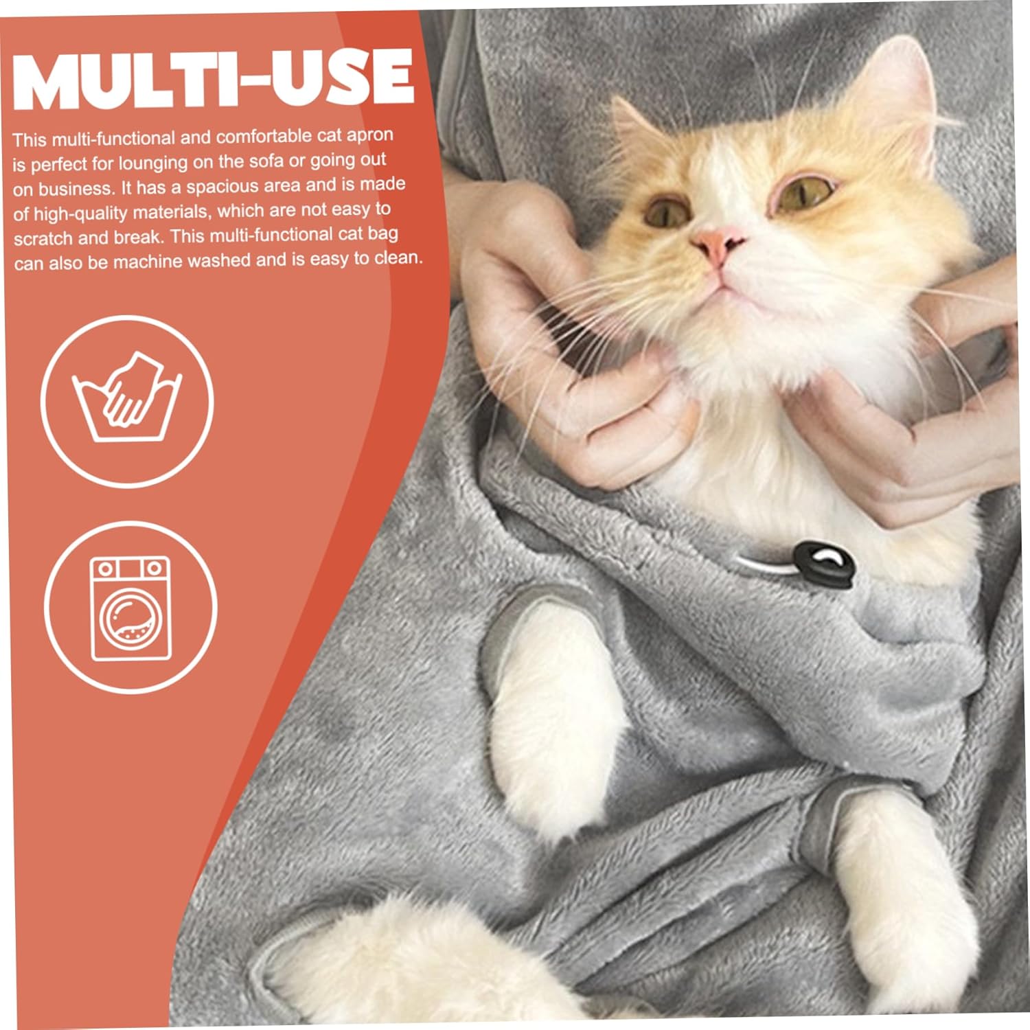 Cat Sling Soft Flannel Cat Apron with Claws Holes Multifunctional Adjustable Pet Carrier for Nail Cutting Cozy Sleeping Petting - Image 3