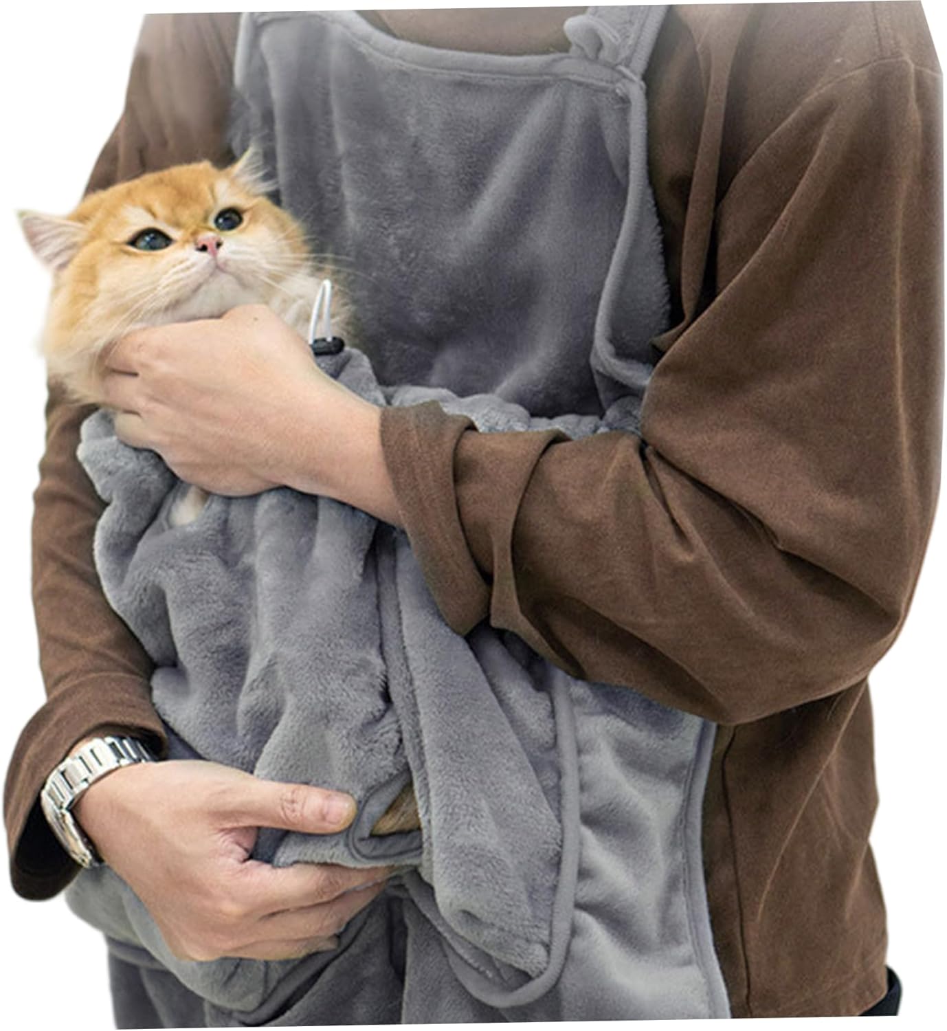Cat Sling Soft Flannel Cat Apron with Claws Holes Multifunctional Adjustable Pet Carrier for Nail Cutting Cozy Sleeping Petting - Image 6