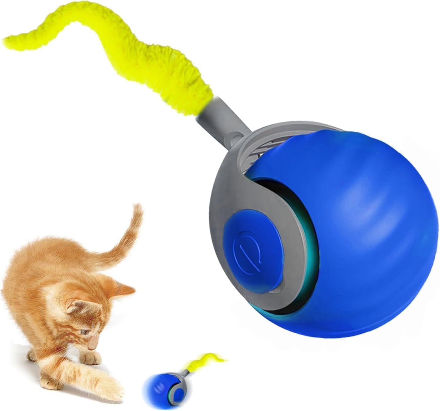 Speedy Ball with Tail Cat Toy, Smart Interactive Toy for Bored Indoor Cats 2 Speeds, Automatic Cat Rolling Ball 2.0 Enrichment Toys, USB Rechargeable Cat Ball，Motion Activated (Blue) - Image 1