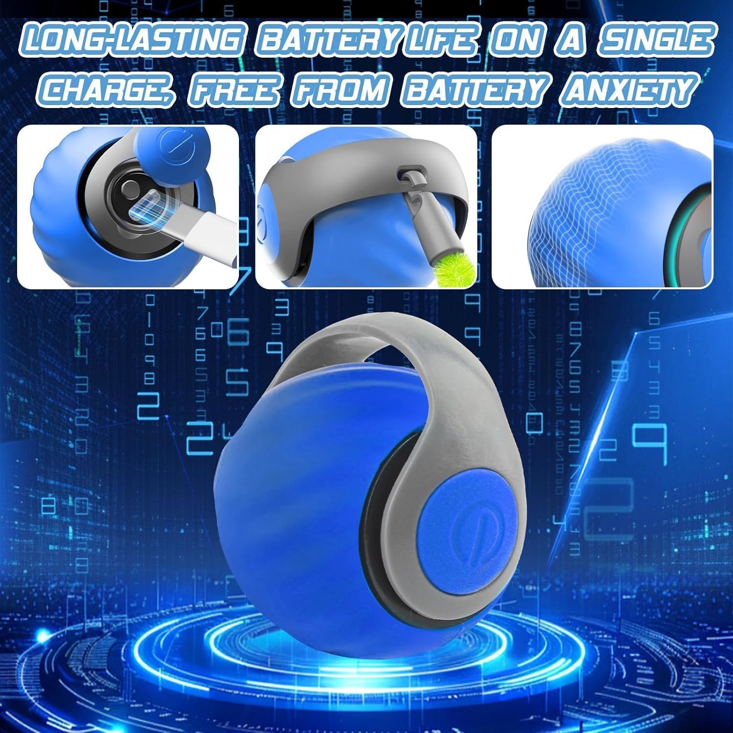 Speedy Ball with Tail Cat Toy, Smart Interactive Toy for Bored Indoor Cats 2 Speeds, Automatic Cat Rolling Ball 2.0 Enrichment Toys, USB Rechargeable Cat Ball，Motion Activated (Blue) - Image 6