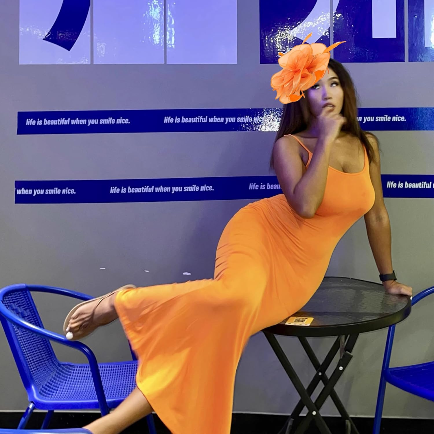 Fascinators Hat for Women Tea Party,Orange Feather Mesh Flower Fascinator with Headband and Clip Wedding Tea Party Derby Fascinator Hats - Image 3
