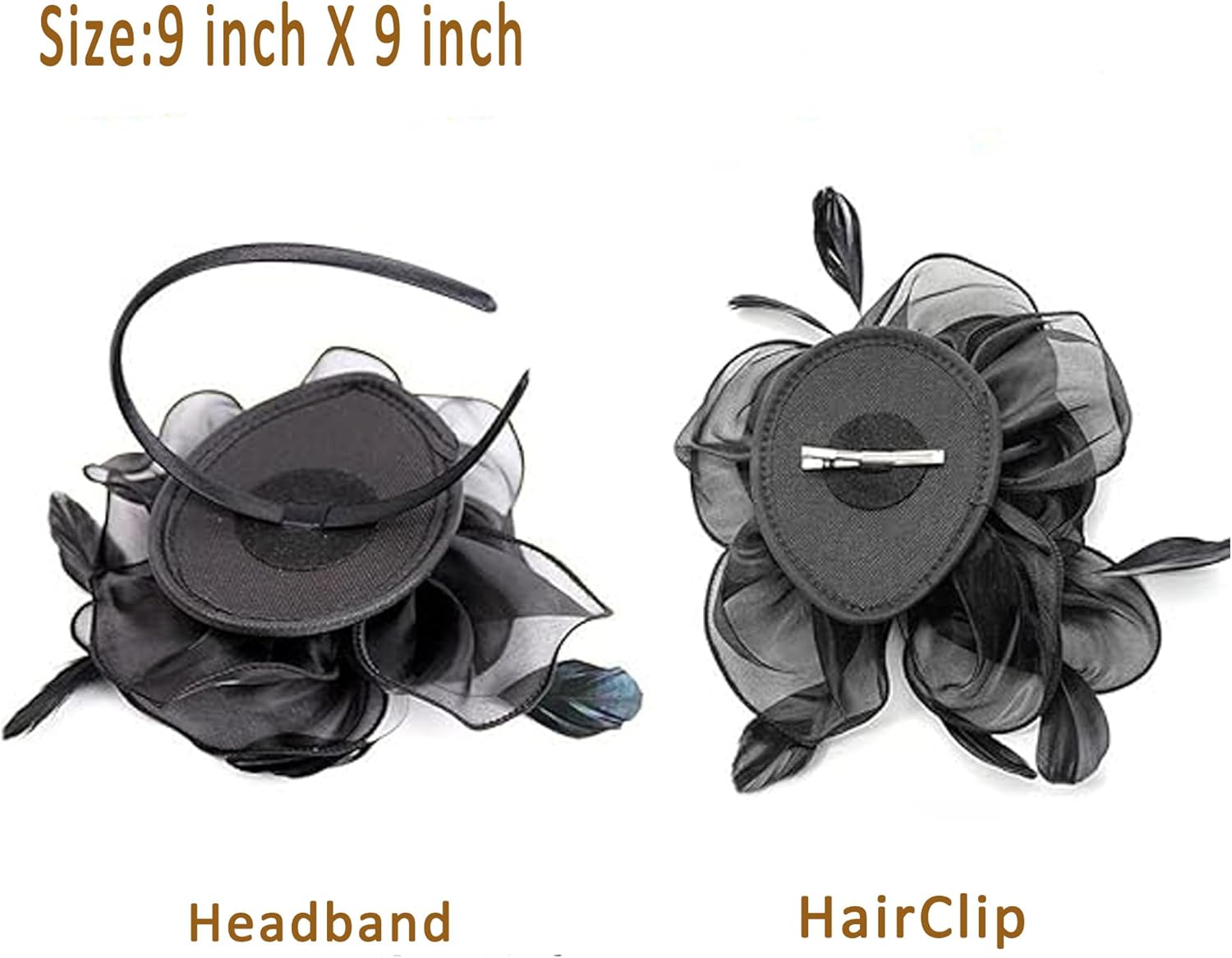 Fascinators Hat for Women Tea Party,Orange Feather Mesh Flower Fascinator with Headband and Clip Wedding Tea Party Derby Fascinator Hats - Image 5