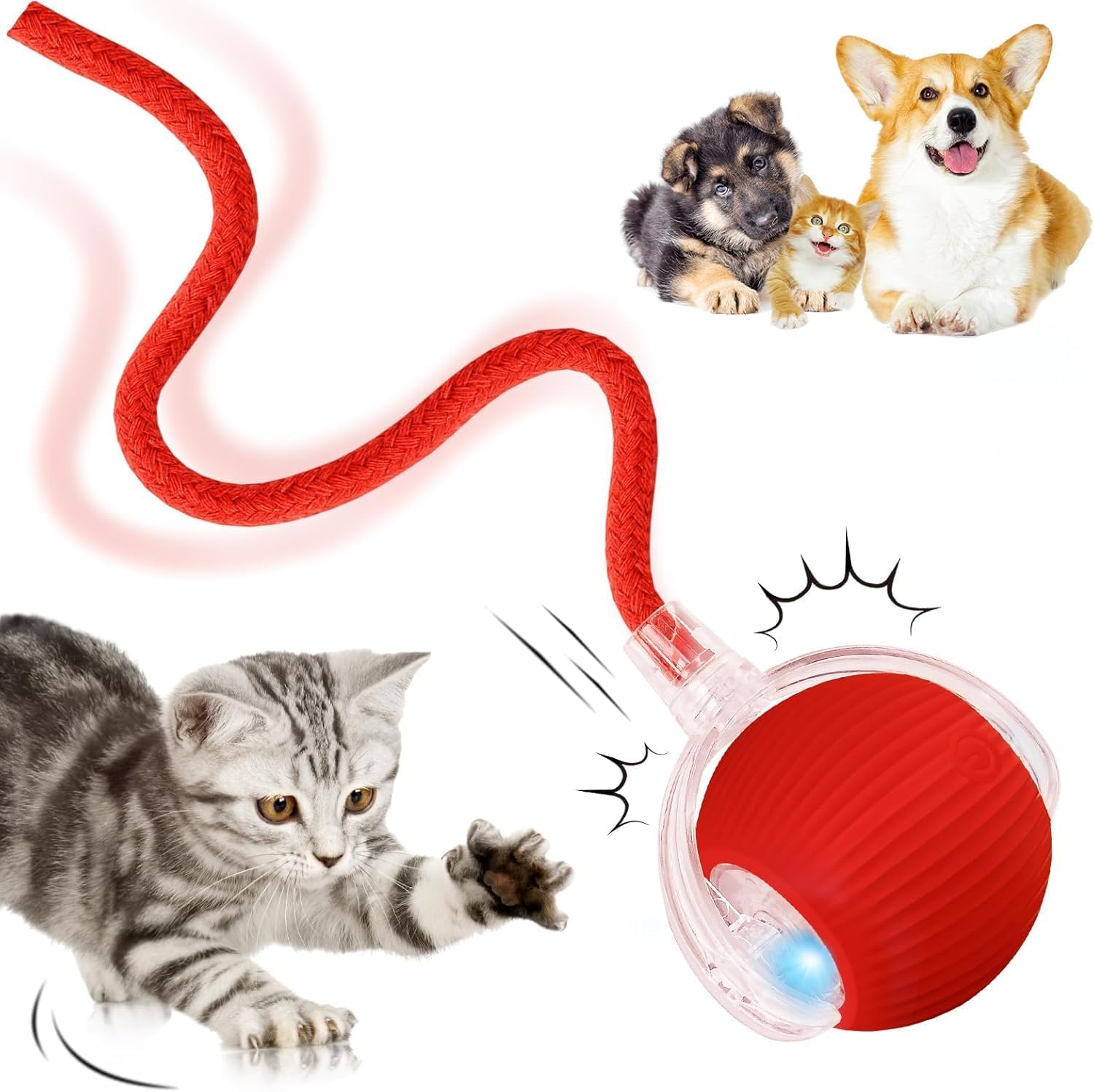Interactive Rolling Dog Ball, Interactive Cat to-ys Rolling Ball Chewie Viral Dog Ball, Smart Automatic Rolling Pet Ball for Cats Dogs Motion Activated - Image 1