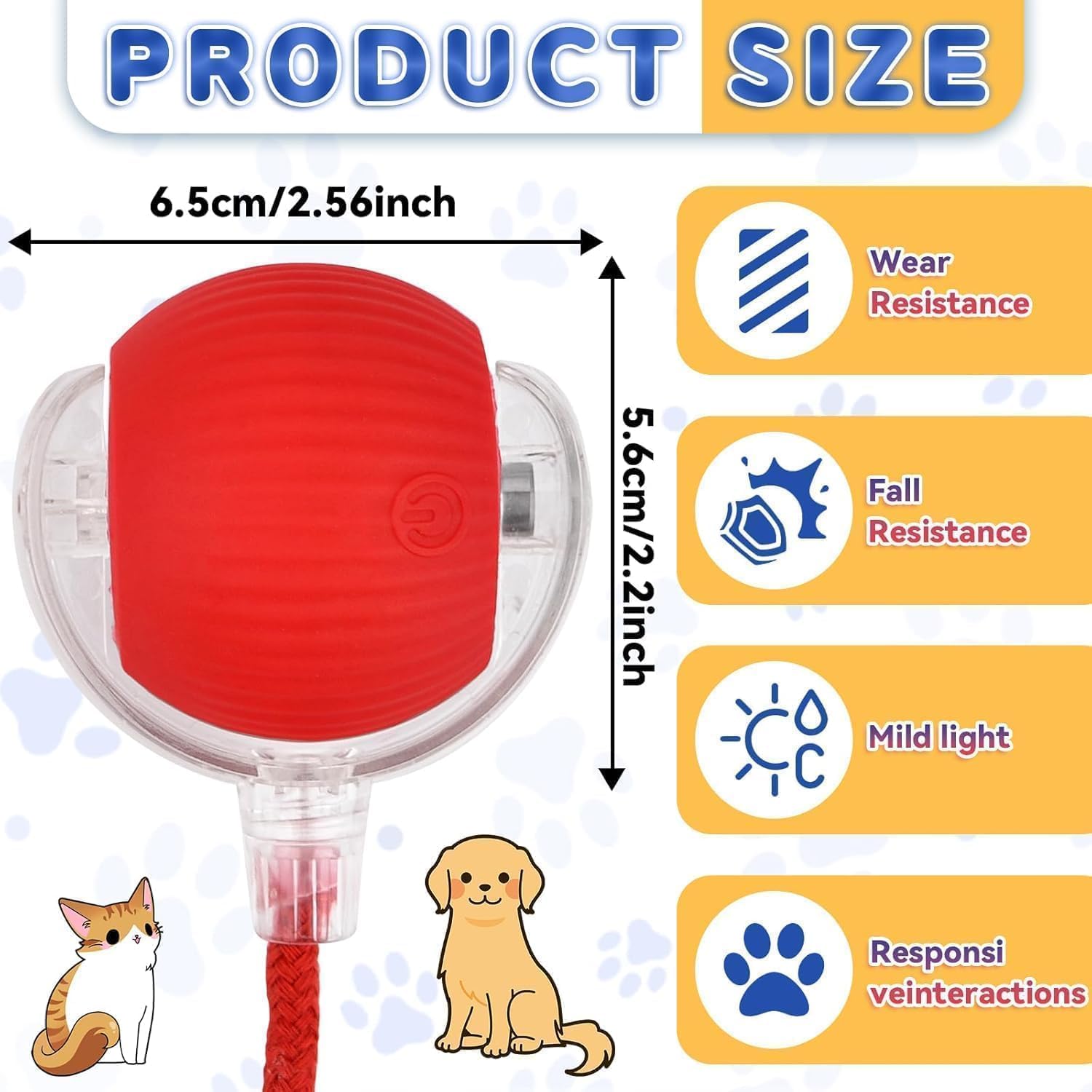 Interactive Rolling Dog Ball, Interactive Cat to-ys Rolling Ball Chewie Viral Dog Ball, Smart Automatic Rolling Pet Ball for Cats Dogs Motion Activated - Image 2