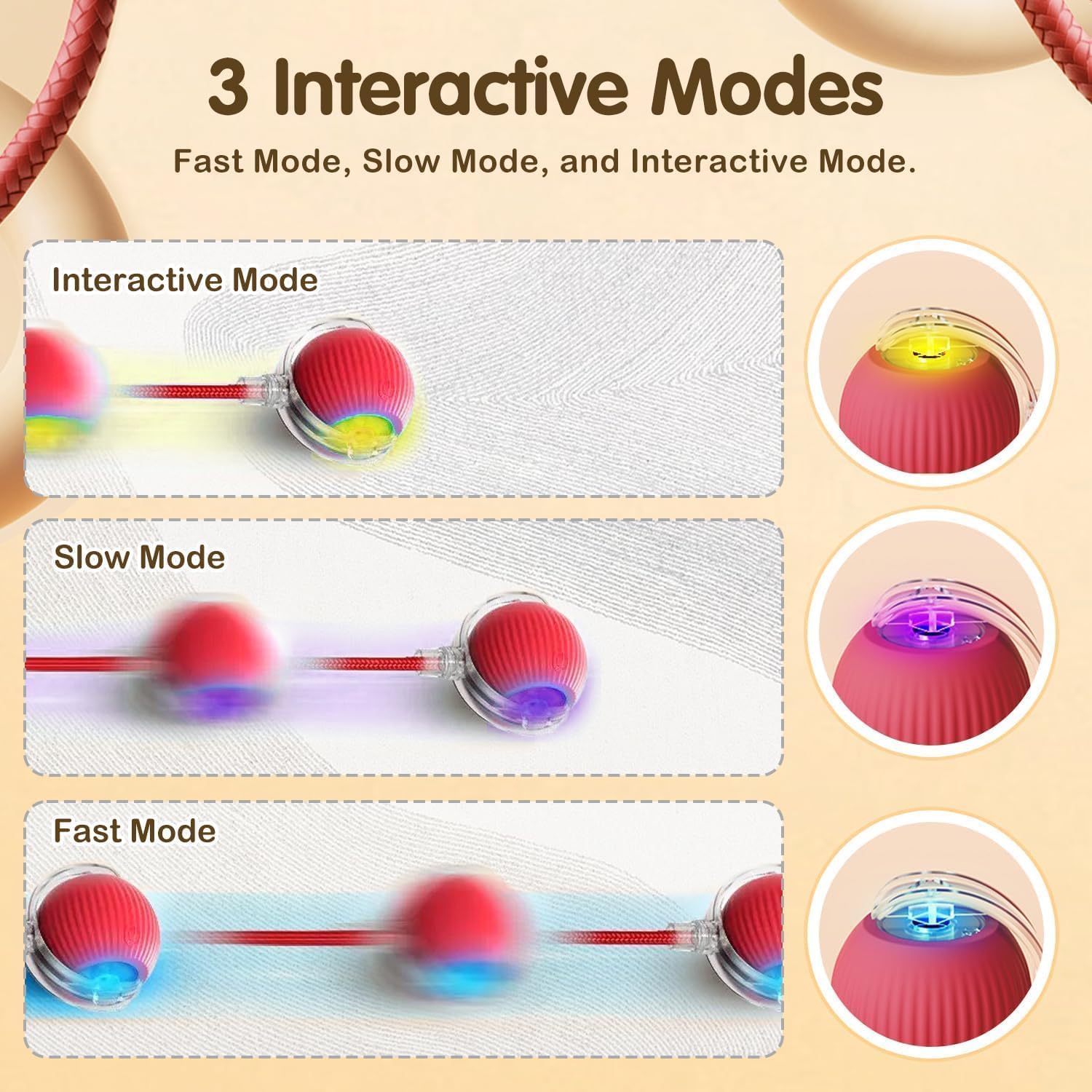 Interactive Rolling Dog Ball, Interactive Cat to-ys Rolling Ball Chewie Viral Dog Ball, Smart Automatic Rolling Pet Ball for Cats Dogs Motion Activated - Image 4