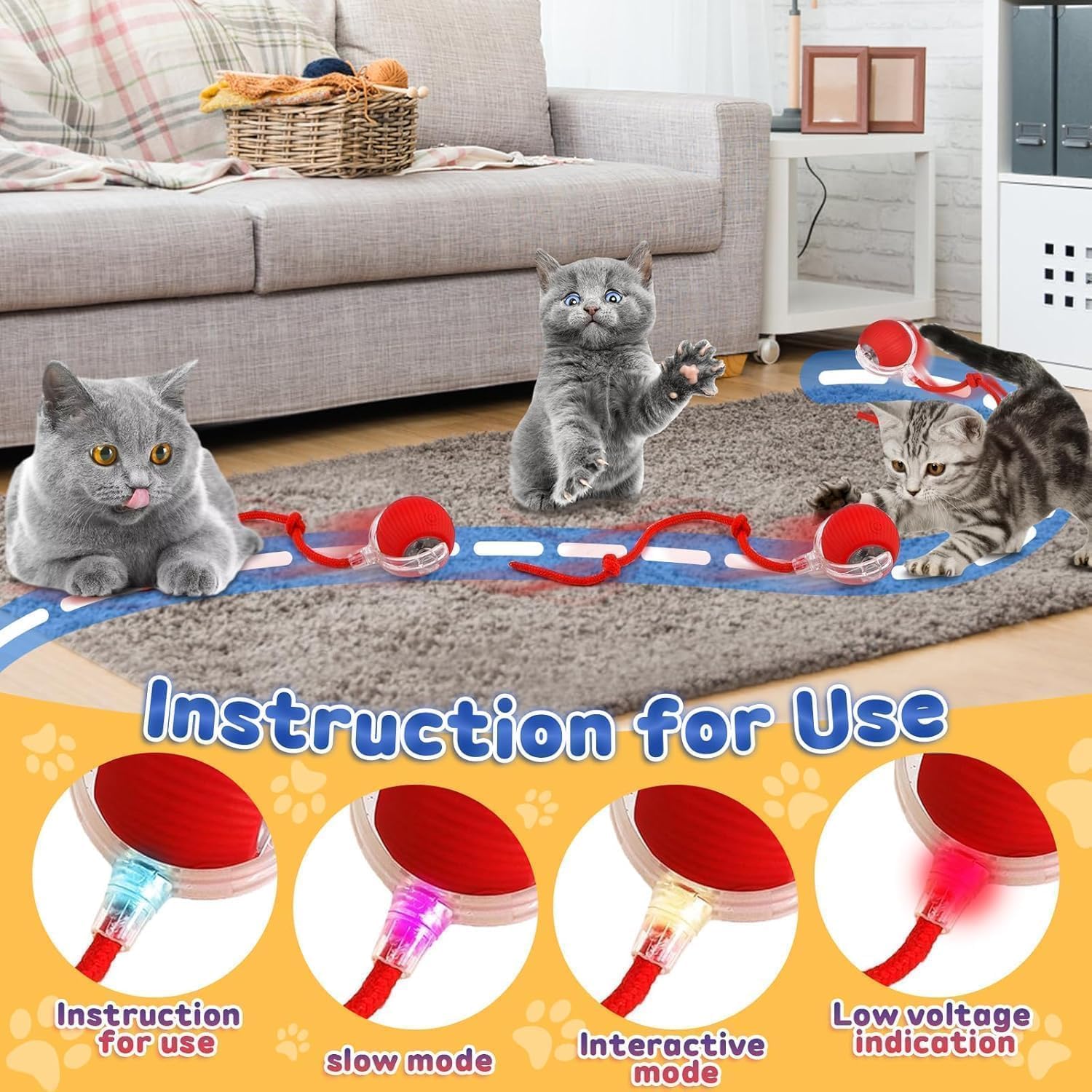 Interactive Rolling Dog Ball, Interactive Cat to-ys Rolling Ball Chewie Viral Dog Ball, Smart Automatic Rolling Pet Ball for Cats Dogs Motion Activated - Image 6