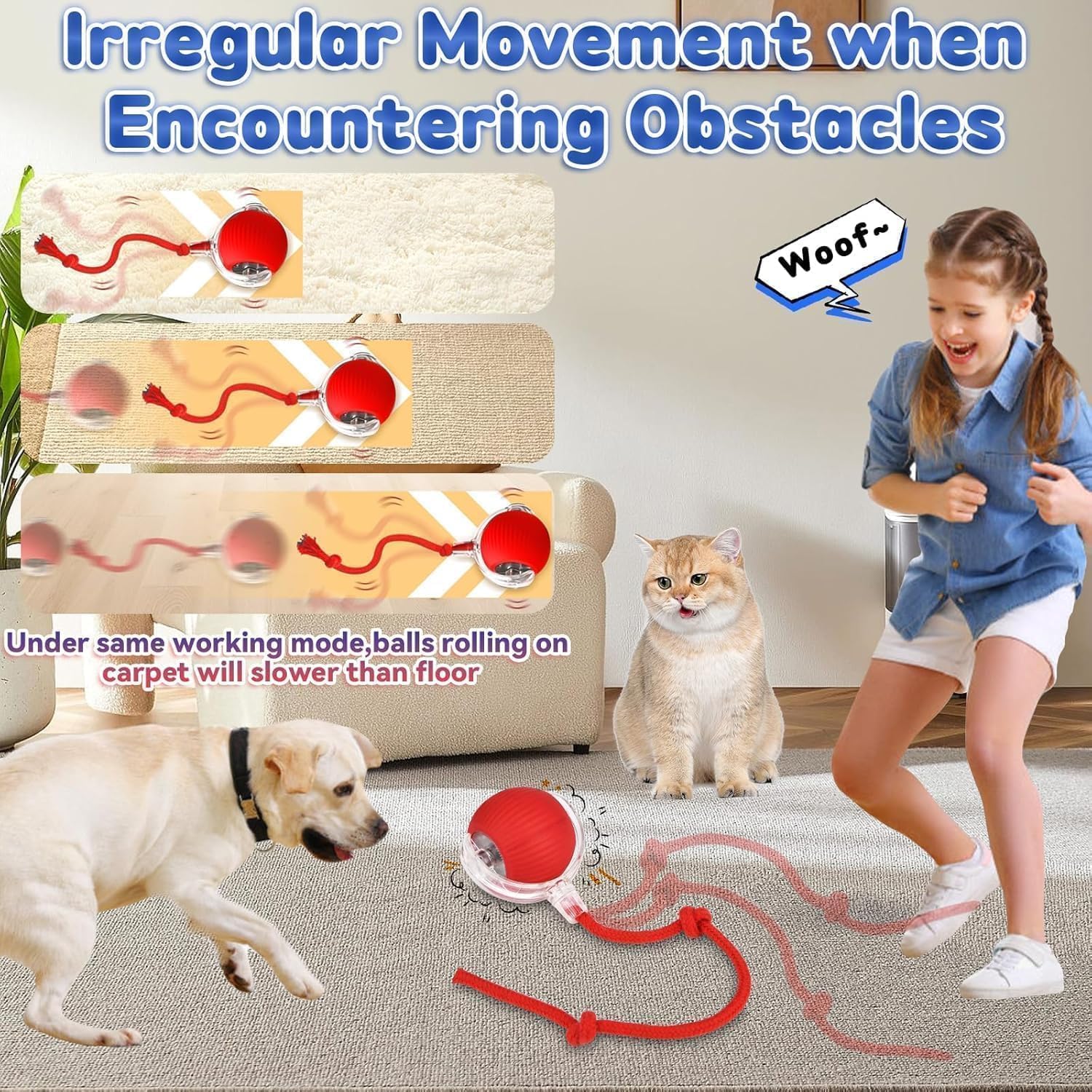 Interactive Rolling Dog Ball, Interactive Cat to-ys Rolling Ball Chewie Viral Dog Ball, Smart Automatic Rolling Pet Ball for Cats Dogs Motion Activated - Image 7