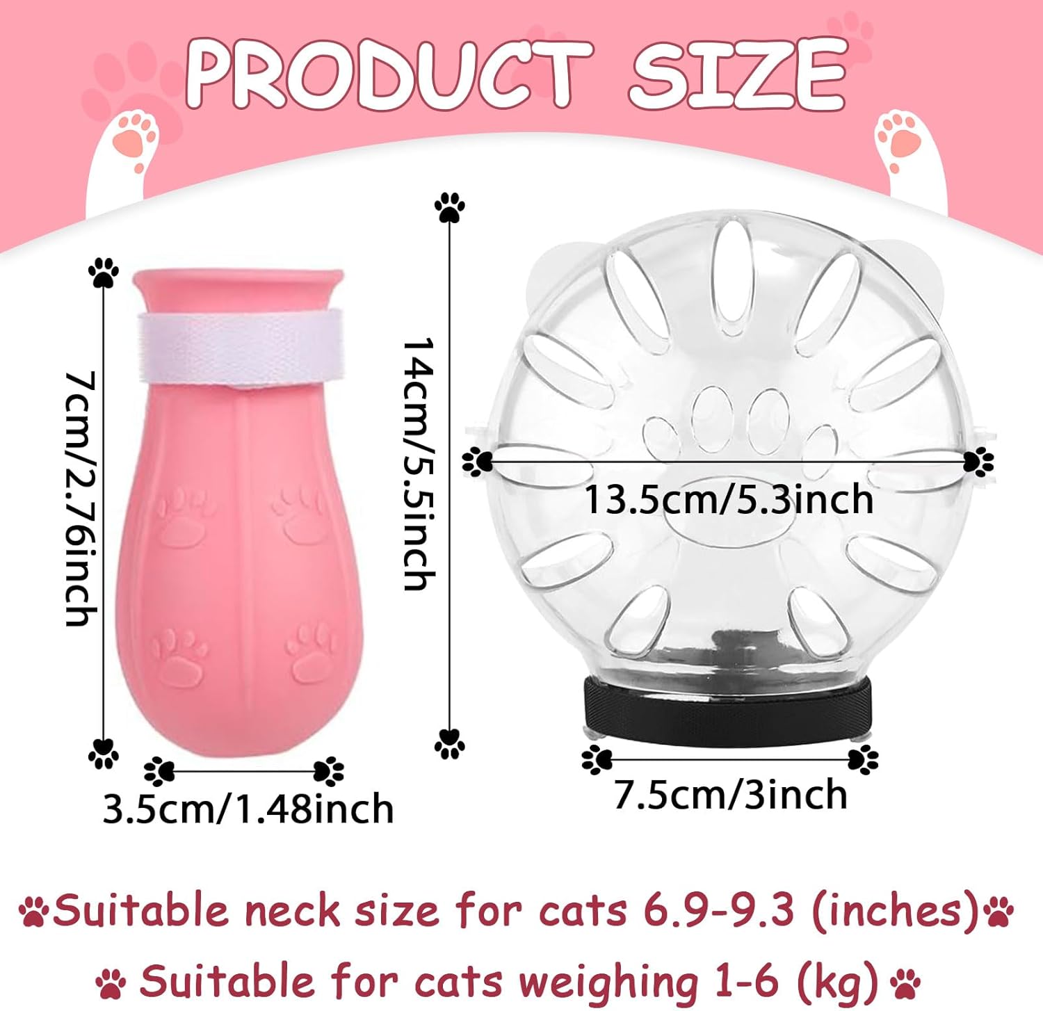 Cat Muzzle and Boots Set, Cat Transparent Muzzle Prevent from Cats Biting Chewing, Breathable Cat Adjustable Hood for Grooming, Adjustable Cat Anti-Scratch Foot Cover for Cats Bathing Nail Trimming - Image 2