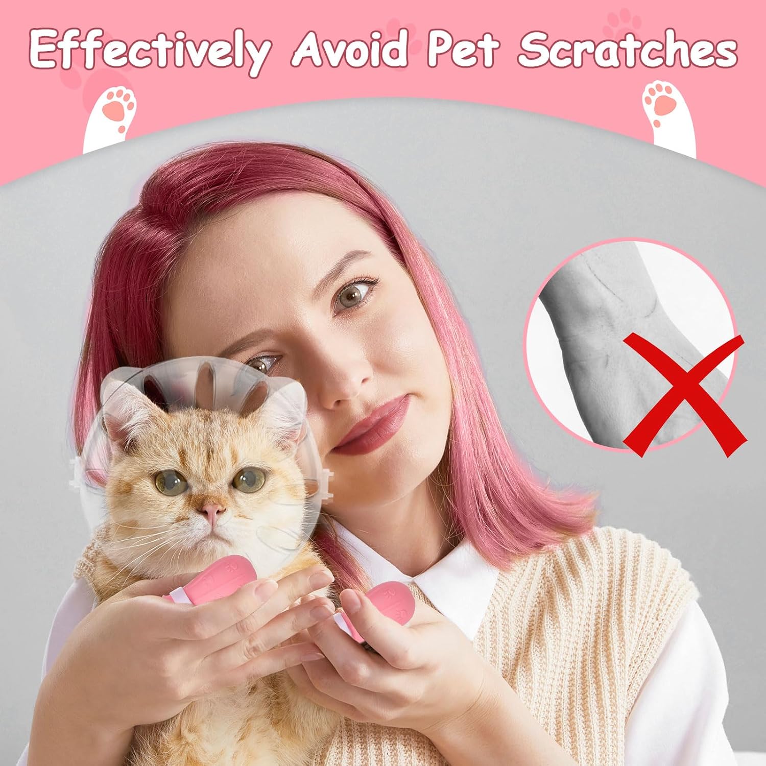 Cat Muzzle and Boots Set, Cat Transparent Muzzle Prevent from Cats Biting Chewing, Breathable Cat Adjustable Hood for Grooming, Adjustable Cat Anti-Scratch Foot Cover for Cats Bathing Nail Trimming - Image 4