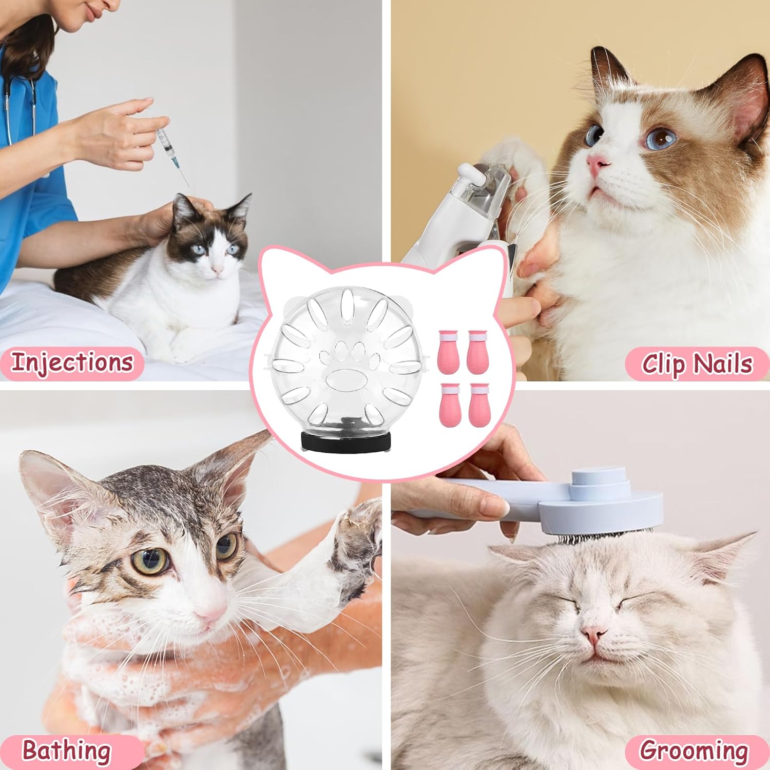 Cat Muzzle and Boots Set, Cat Transparent Muzzle Prevent from Cats Biting Chewing, Breathable Cat Adjustable Hood for Grooming, Adjustable Cat Anti-Scratch Foot Cover for Cats Bathing Nail Trimming - Image 8