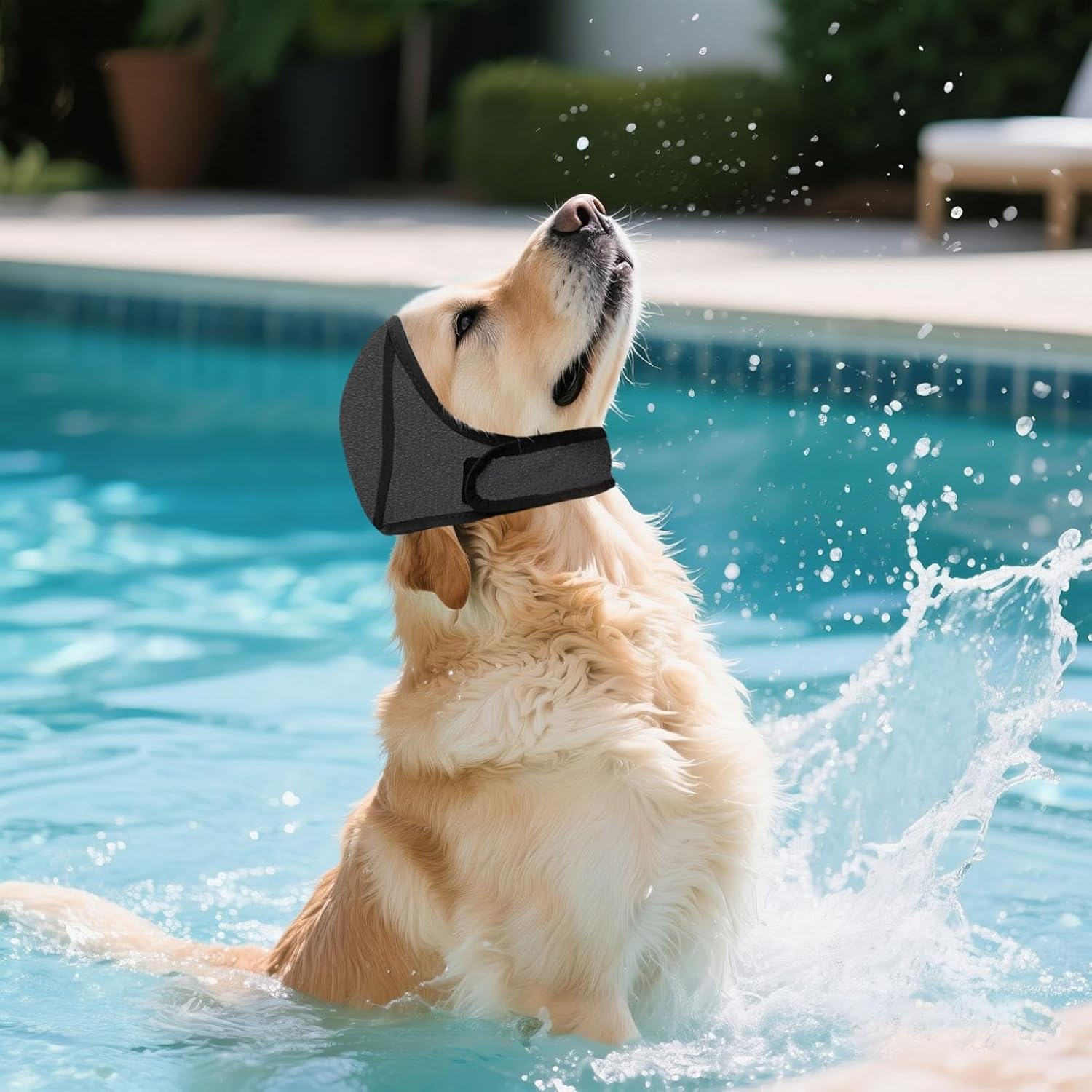 Dog Swimming Cap, Waterproof Ear Protection for Small, Medium & Large Dogs, Soft Comfortable Swim Hat for Baths, Pool and Beach Time (Grey, Large) - Image 1