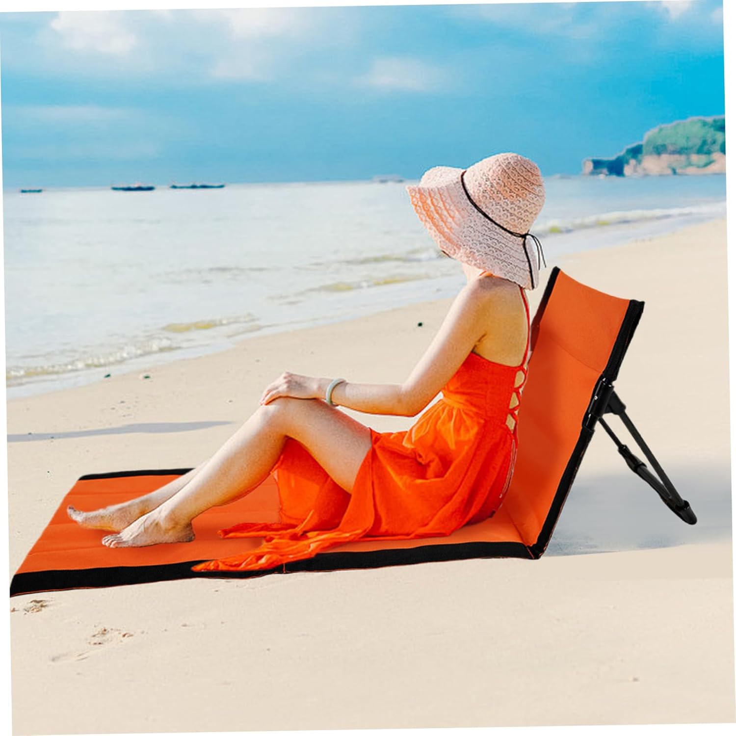 Reclining Beach Mat 15x43.3x15.8/15x26.8x15.8'' Oxford Cloth Waterproof Foldable Beach Lounge Chair Lightweight & Portable Lounger for Adults Holidays Camping Park - Image 4