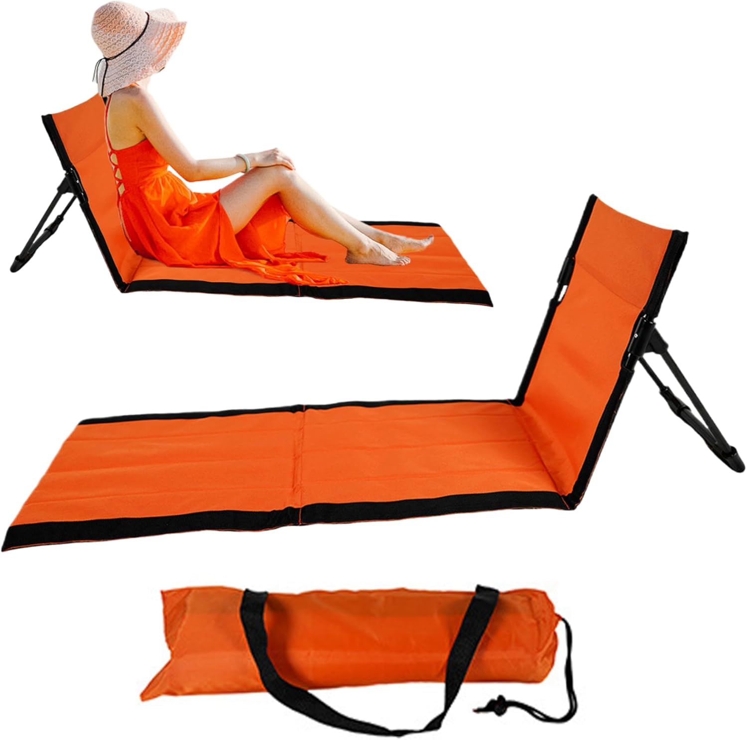 Reclining Beach Mat 15x43.3x15.8/15x26.8x15.8'' Oxford Cloth Waterproof Foldable Beach Lounge Chair Lightweight & Portable Lounger for Adults Holidays Camping Park - Image 7