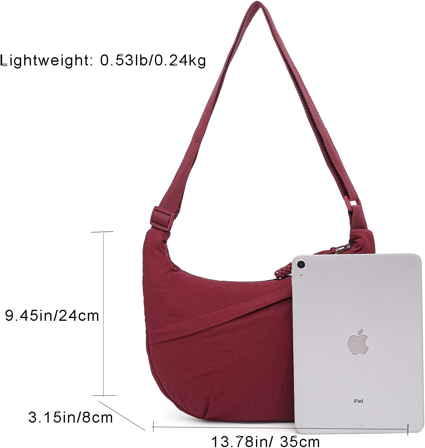 Crescent Bag for Women Men Nylon Crossbody Bags Multi-Pocket Sling Bag Roomy Hobo Bags Moon Bag Slouchy Dumpling Bag - Image 2