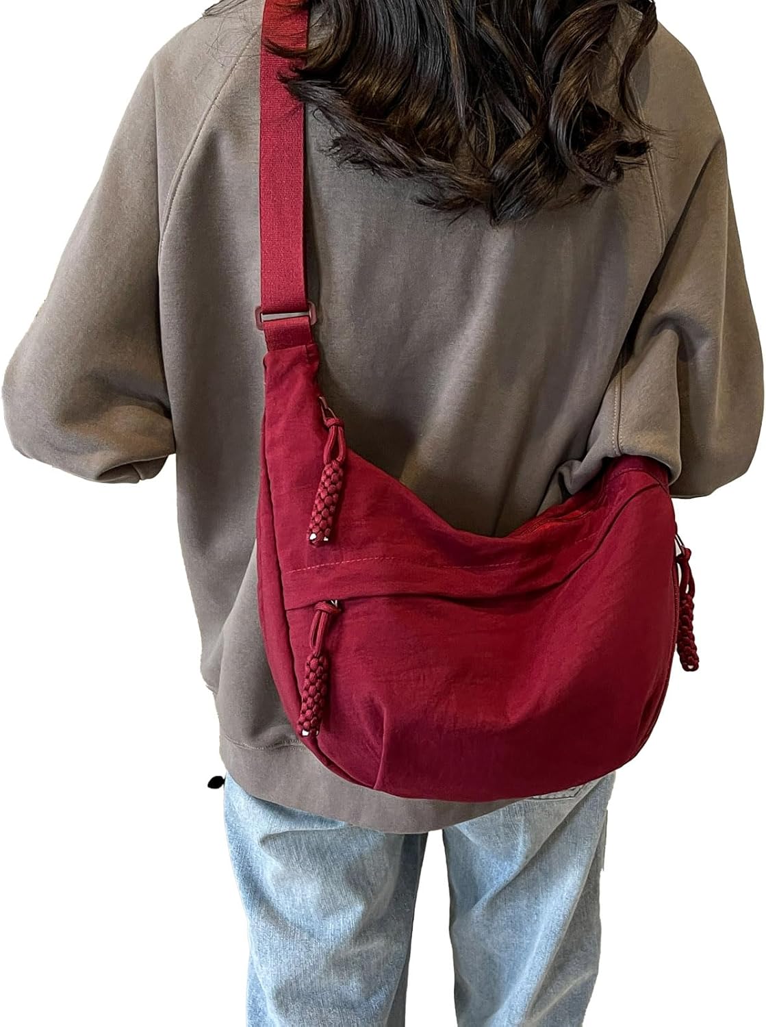 Crescent Bag for Women Men Nylon Crossbody Bags Multi-Pocket Sling Bag Roomy Hobo Bags Moon Bag Slouchy Dumpling Bag - Image 7