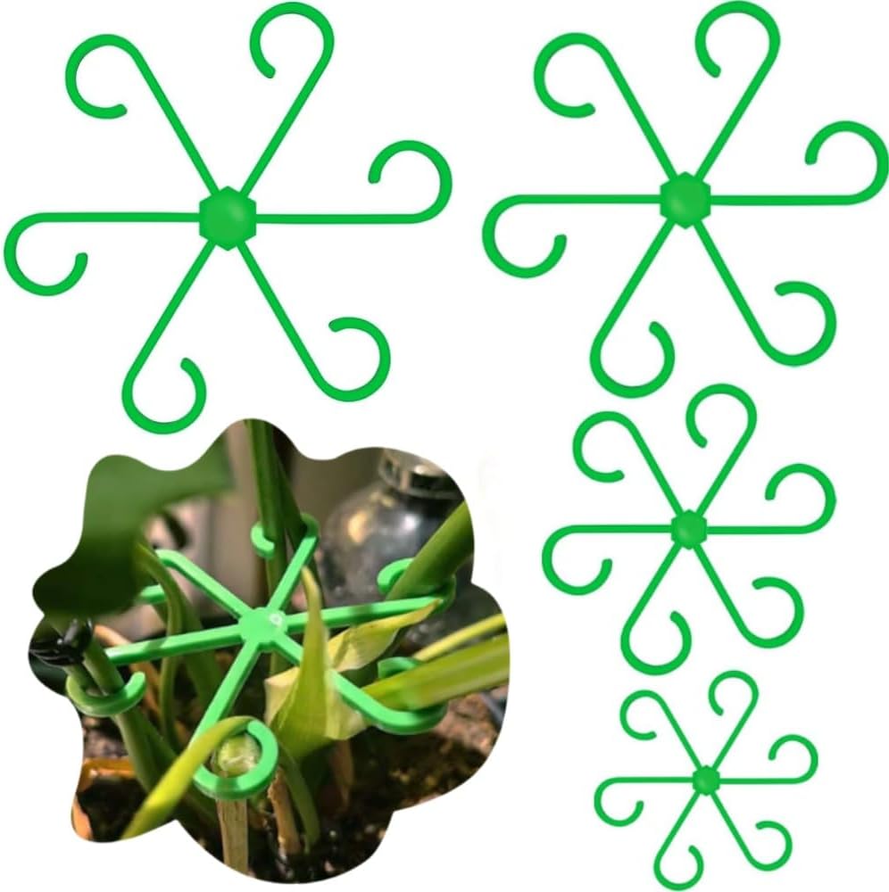 12PCS Plant Stem Support, 4 Sizes Climbing Houseplant Stem Holders, Reusable Flower Trellis Stem Hook Plant Care Growth Accessories for Flower Plants Indoor Outdoor - Image 1