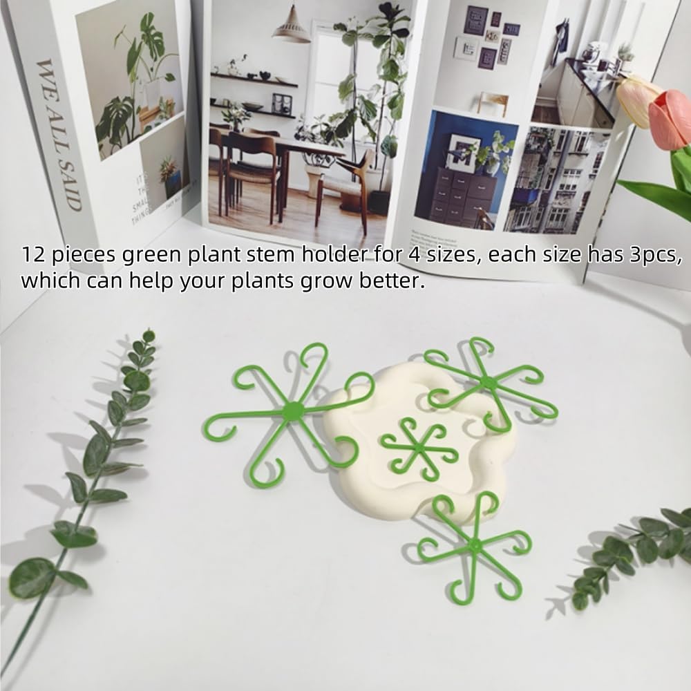 12PCS Plant Stem Support, 4 Sizes Climbing Houseplant Stem Holders, Reusable Flower Trellis Stem Hook Plant Care Growth Accessories for Flower Plants Indoor Outdoor - Image 6