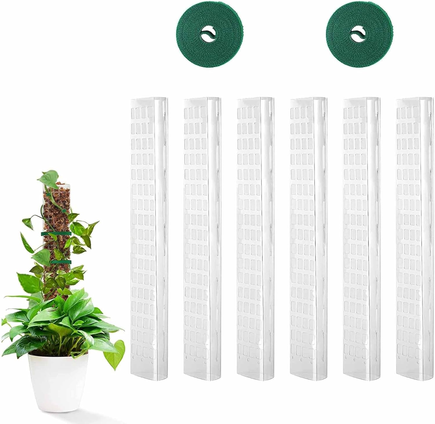 6 Pcs 24 Inch Plastic Moss Pole for Plants Monstera, Stackable for Indoor Work with Sphagnum Support Structure to Help Plants Grow Upwar - Image 1