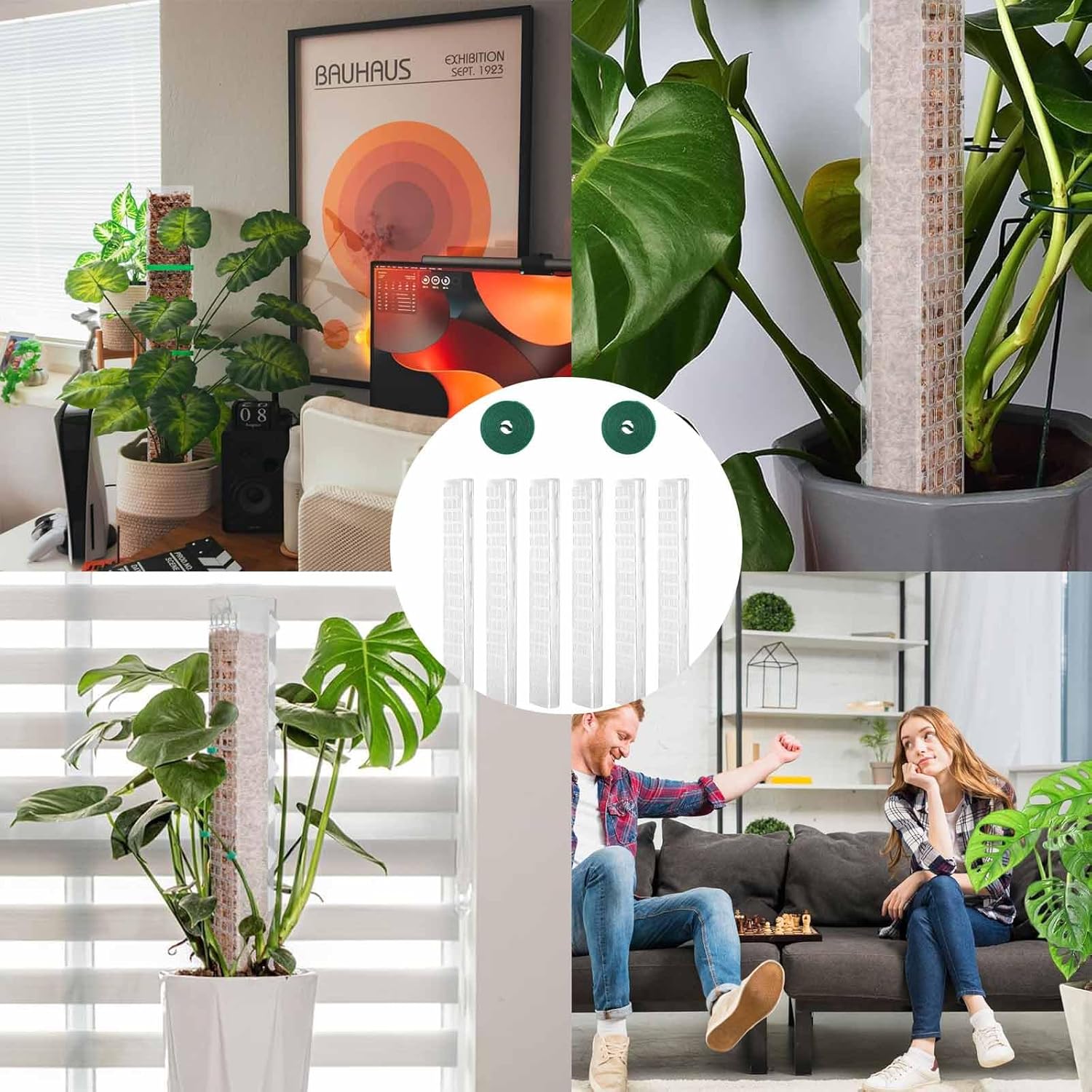 6 Pcs 24 Inch Plastic Moss Pole for Plants Monstera, Stackable for Indoor Work with Sphagnum Support Structure to Help Plants Grow Upwar - Image 6