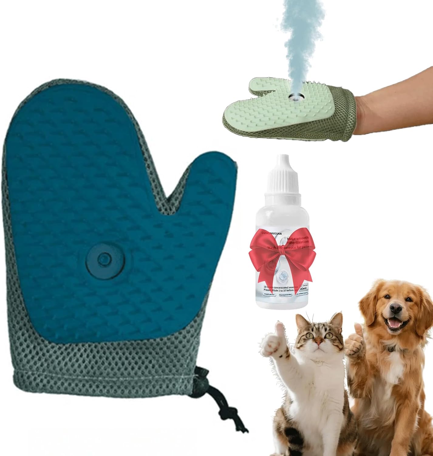 All-in-One Grooming Mist Glove for Pets, Grooming Mist Glove for Pets, Say Goodbye to Messy, Use Soothing Spray, Micro-Fine Spray to Lock Dandruff and Loose Hair (blue) - Image 1