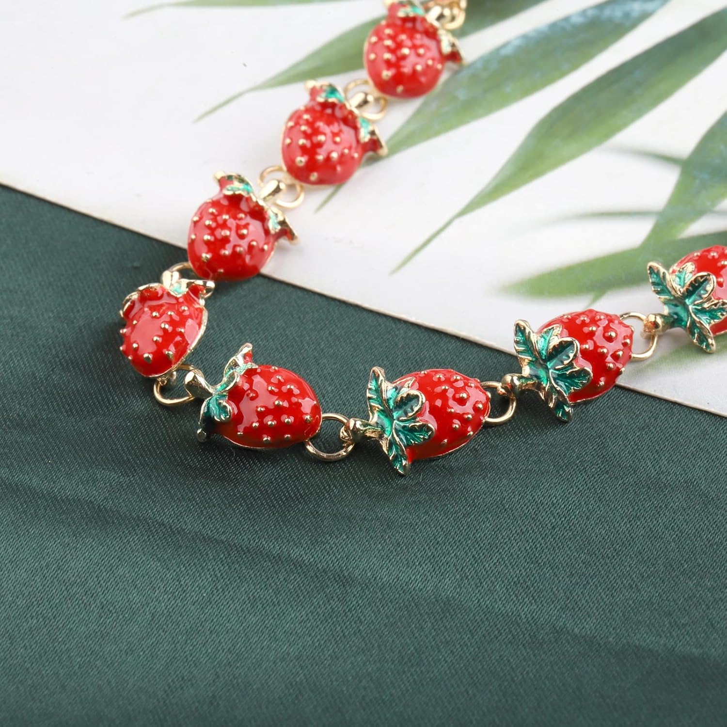 Strawberry Bracelet Fruit Strawberry Lover Gifts Strawberry Pendent Jewelry Strawberry Charm Bracelet - Image 3