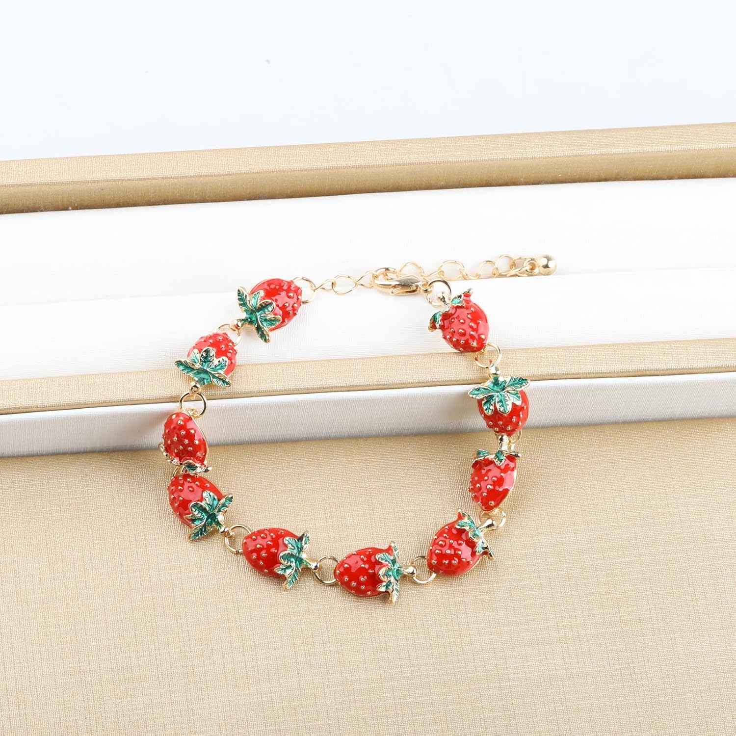 Strawberry Bracelet Fruit Strawberry Lover Gifts Strawberry Pendent Jewelry Strawberry Charm Bracelet - Image 5