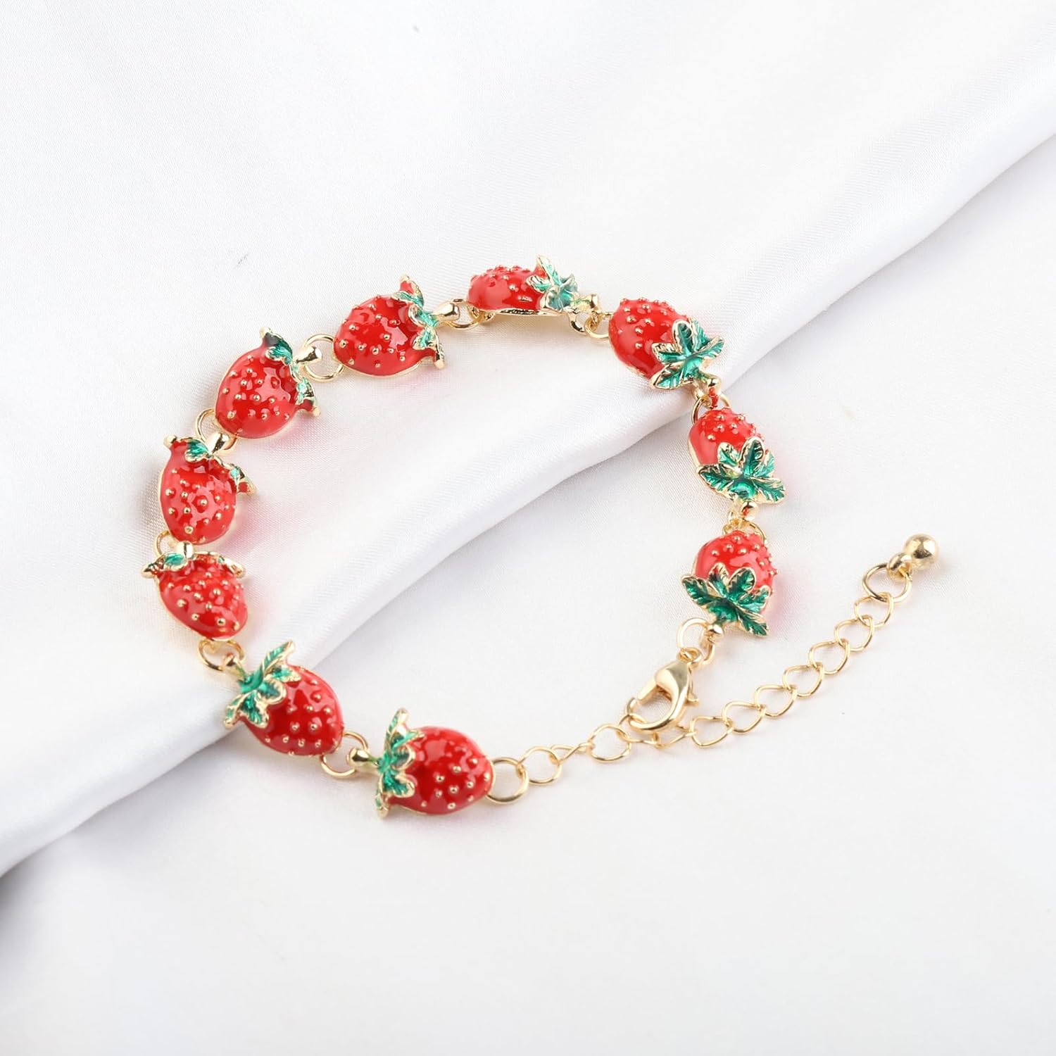 Strawberry Bracelet Fruit Strawberry Lover Gifts Strawberry Pendent Jewelry Strawberry Charm Bracelet - Image 6