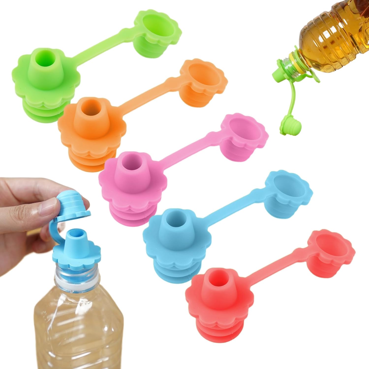 5 Pcs Silicone Bottle Spout Spill Proof Water Bottle Sippy Top Food-Grade Silicone Water Cap Portable Topper for Toddlers Kids and Adults Protects Kids Mouth... - Image 2