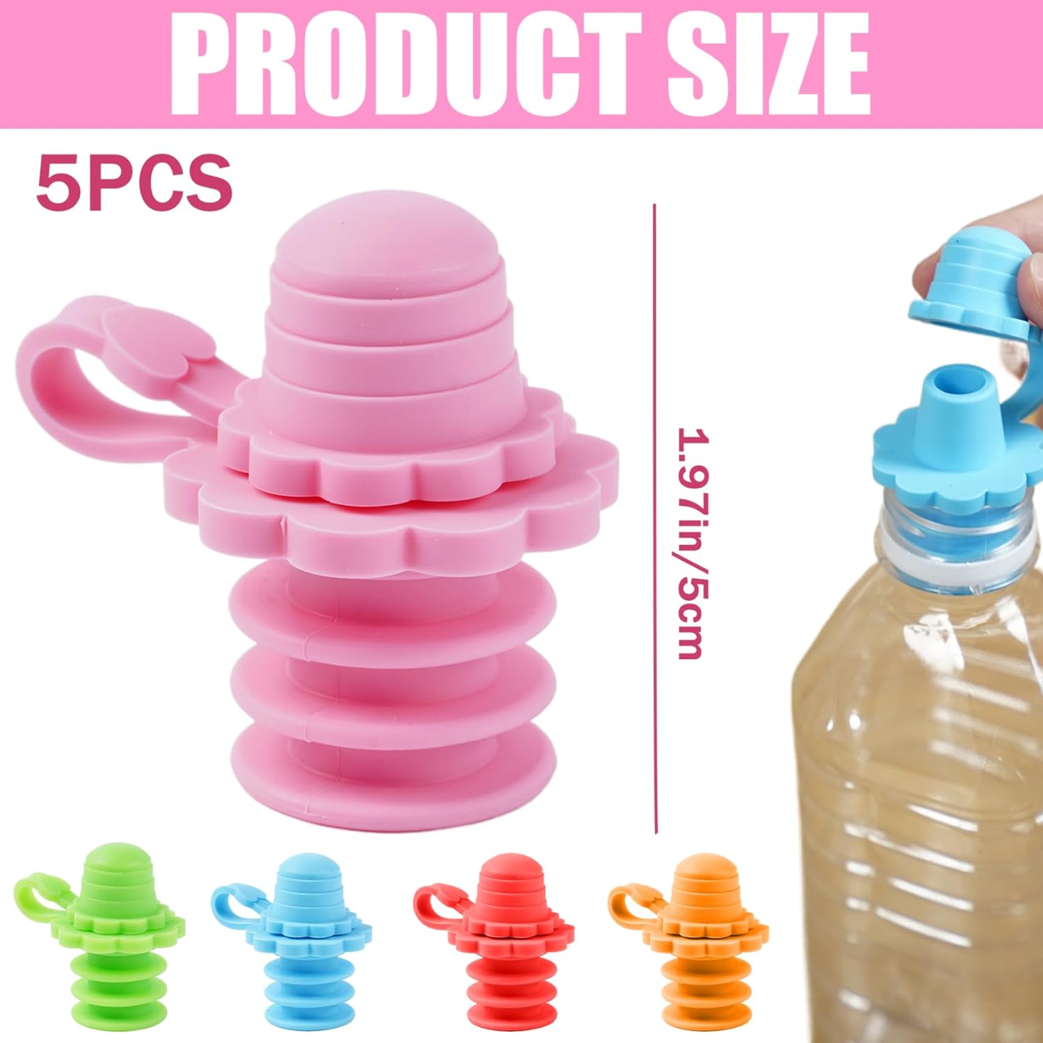 5 Pcs Silicone Bottle Spout Spill Proof Water Bottle Sippy Top Food-Grade Silicone Water Cap Portable Topper for Toddlers Kids and Adults Protects Kids Mouth... - Image 3