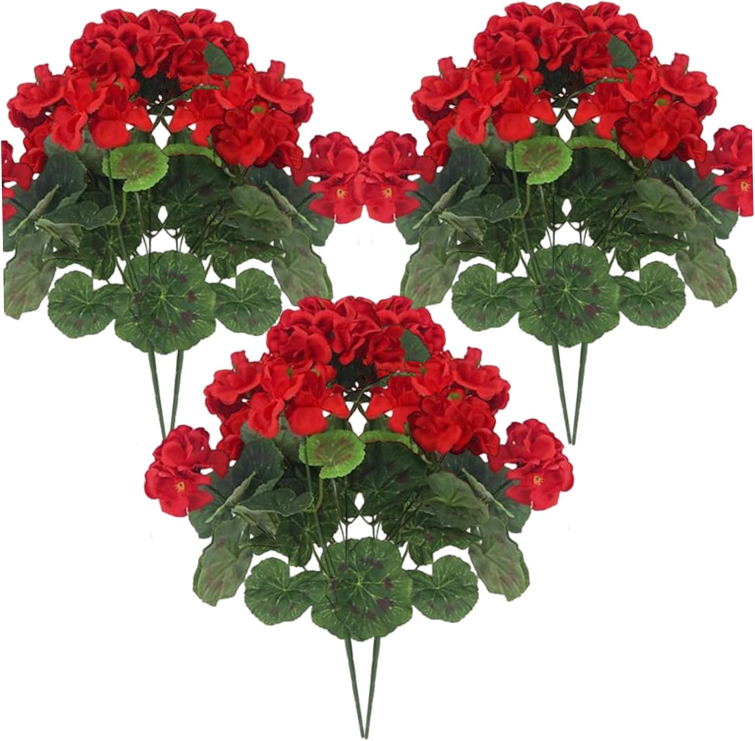 6Pcs Artificial Geraniums 14 Inch Lifelike Artificial Flowers with Adjustable Branches Long Lasting Vibrant Silk Geranium for Indoor, Outdoor, Red - Image 1