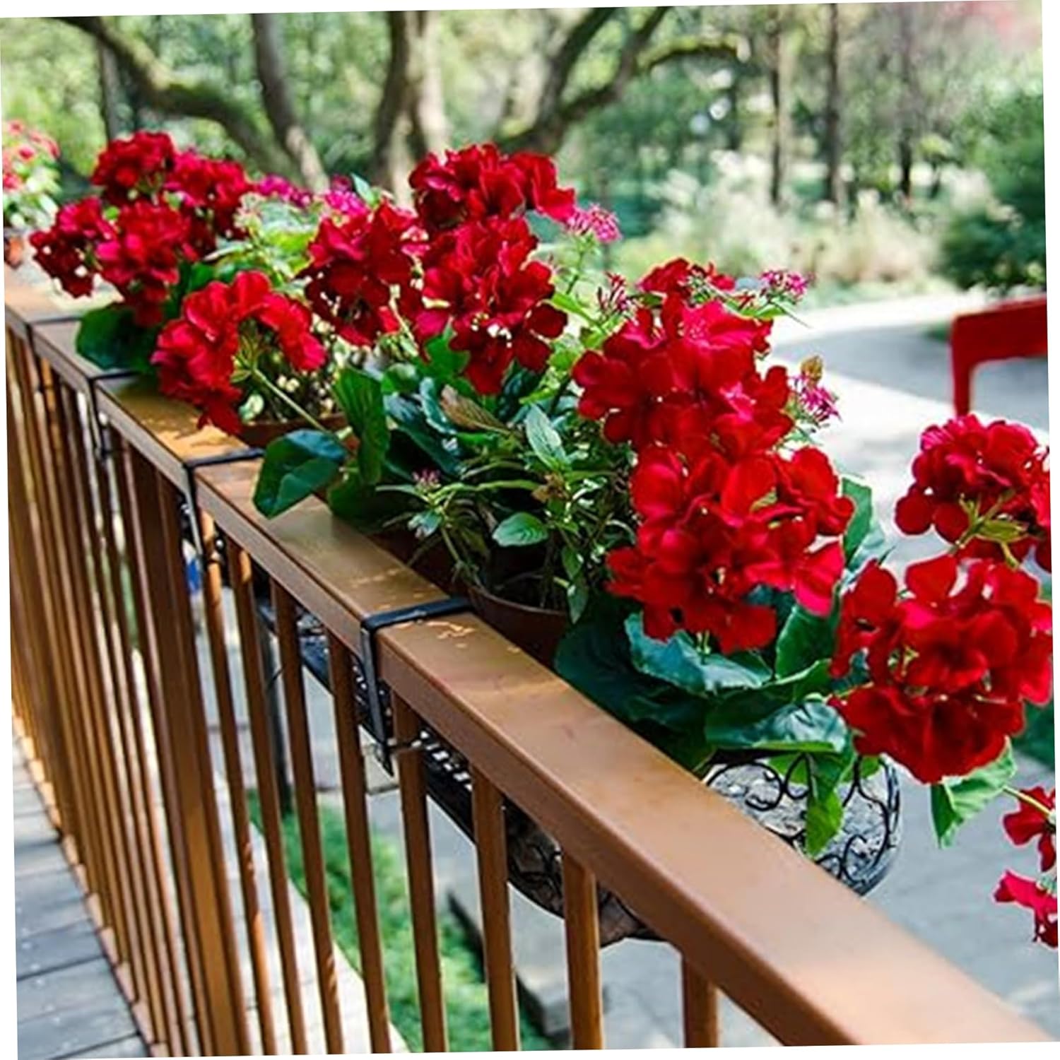 6Pcs Artificial Geraniums 14 Inch Lifelike Artificial Flowers with Adjustable Branches Long Lasting Vibrant Silk Geranium for Indoor, Outdoor, Red - Image 2