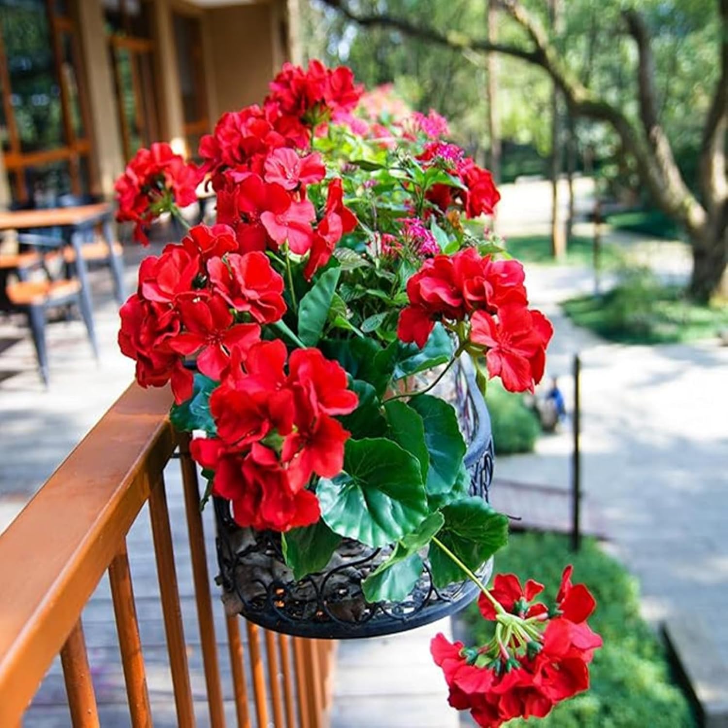 6Pcs Artificial Geraniums 14 Inch Lifelike Artificial Flowers with Adjustable Branches Long Lasting Vibrant Silk Geranium for Indoor, Outdoor, Red - Image 5