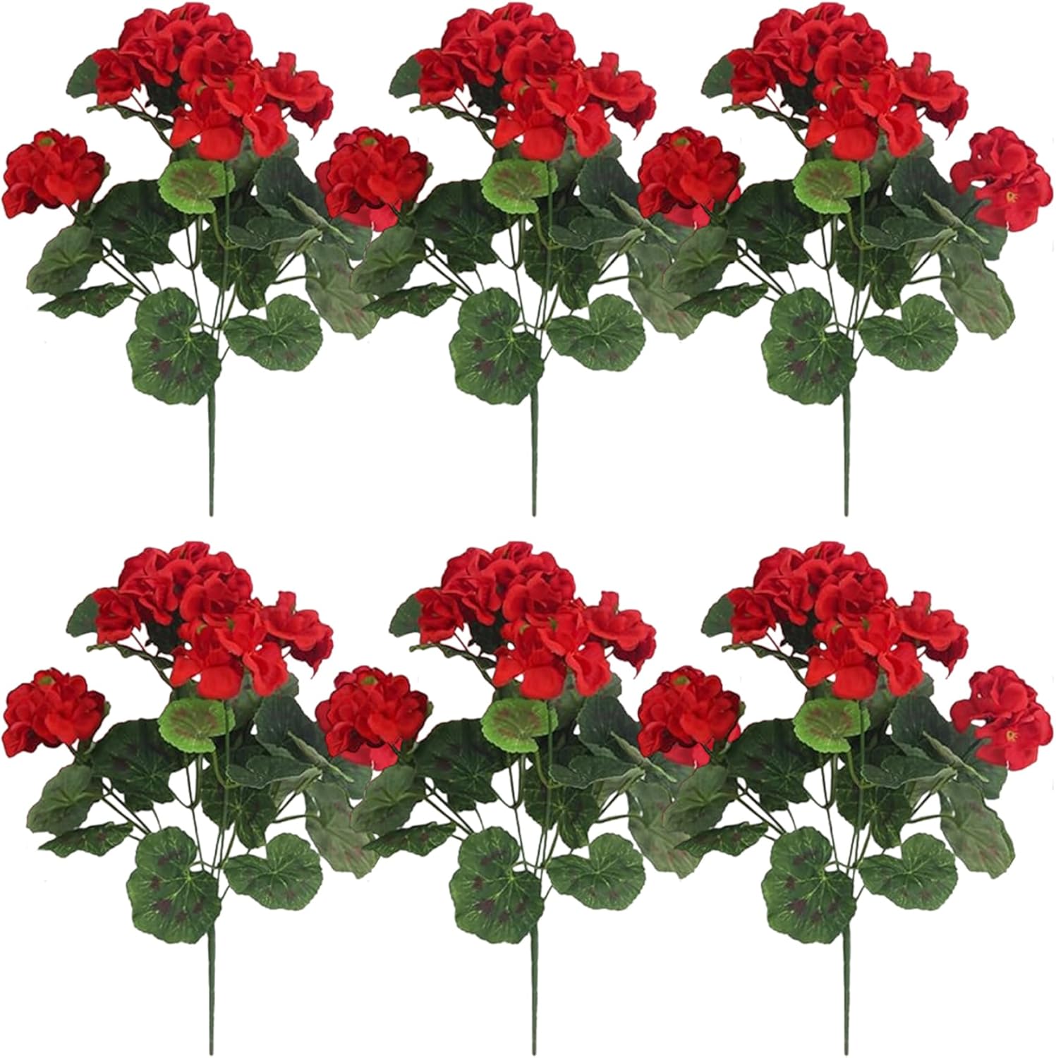 6Pcs Artificial Geraniums 14 Inch Lifelike Artificial Flowers with Adjustable Branches Long Lasting Vibrant Silk Geranium for Indoor, Outdoor, Red - Image 6